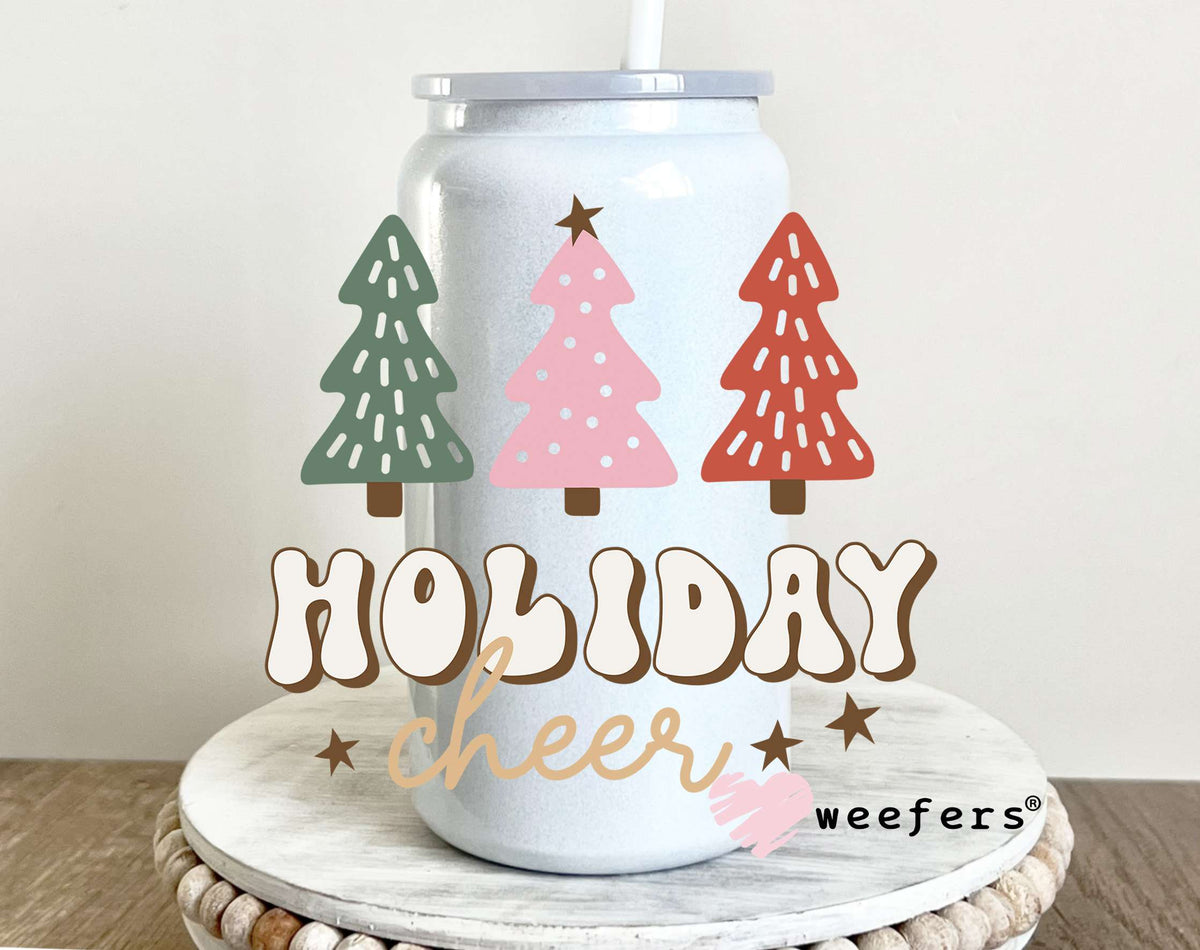 Holiday Cheer Christmas UV DTF Decal 16oz Glass Can Generic Weefers