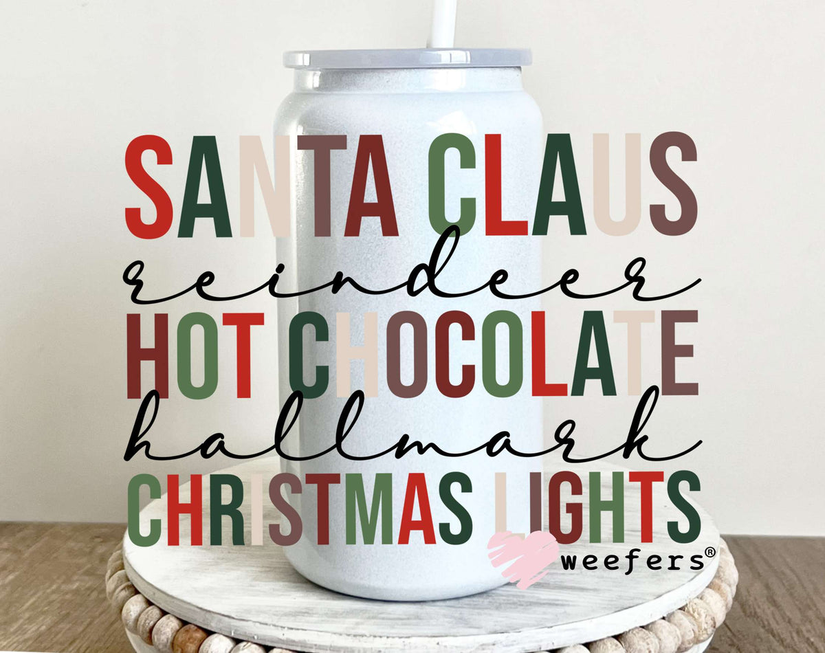 Christmas Cup of Cheer UV DTF Decal 16oz Glass Can Generic Weefers