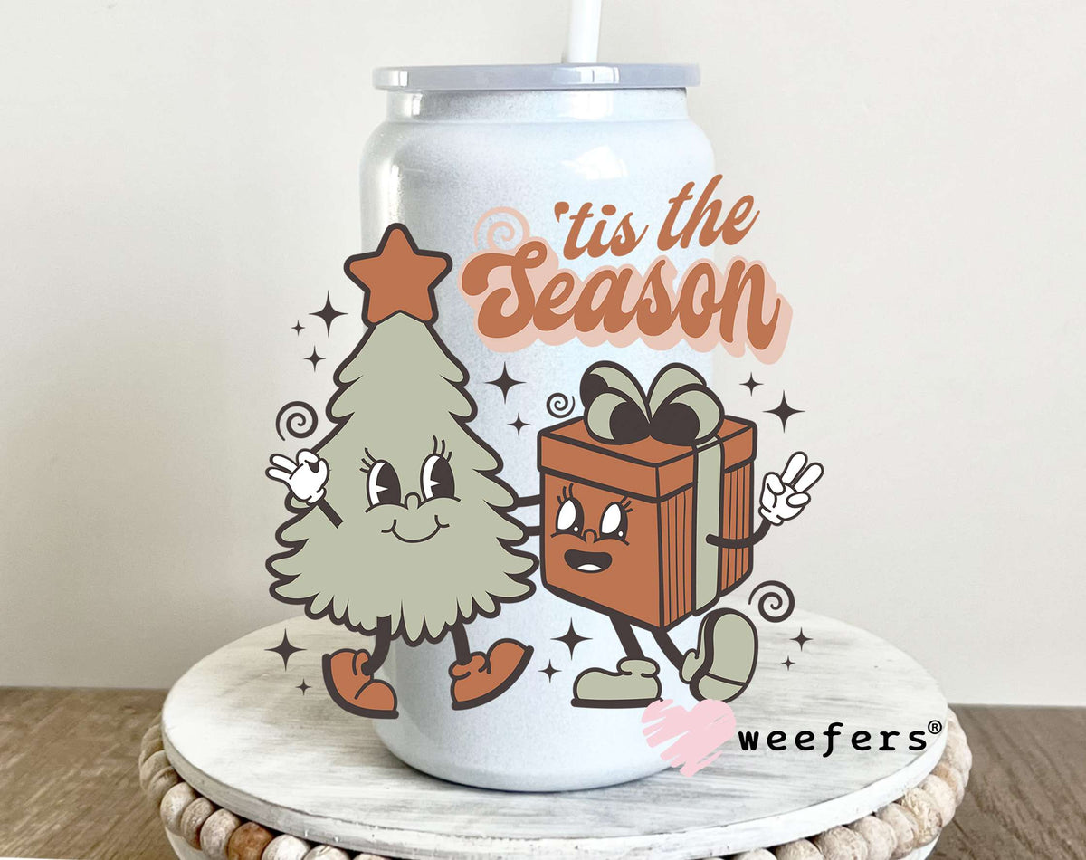 Tis the Season Christmas UV DTF Decal 16oz Glass Can Generic Weefers