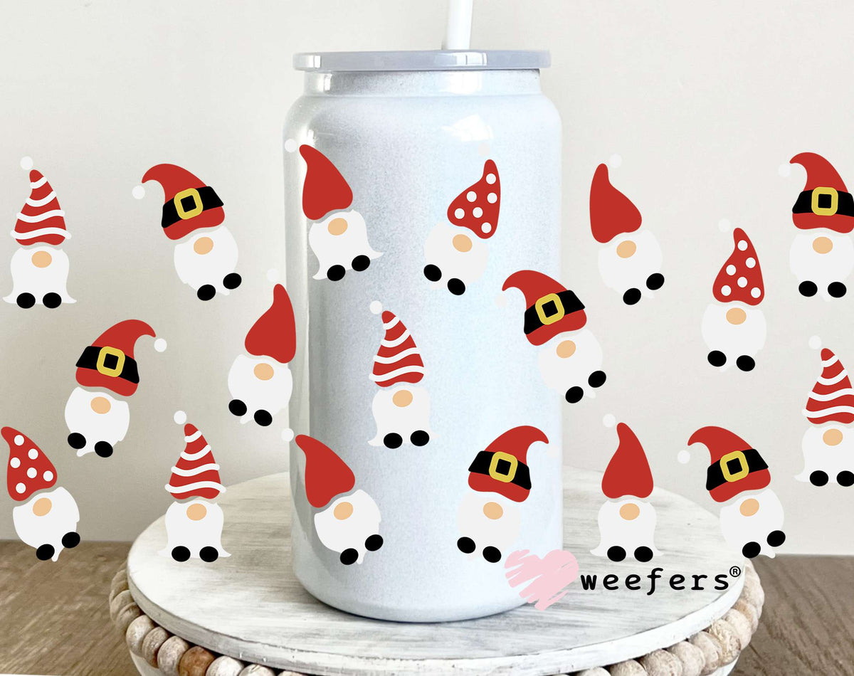Santa Christmas Gnomes UV DTF Cup Wrap 16oz Glass Can Generic Weefers