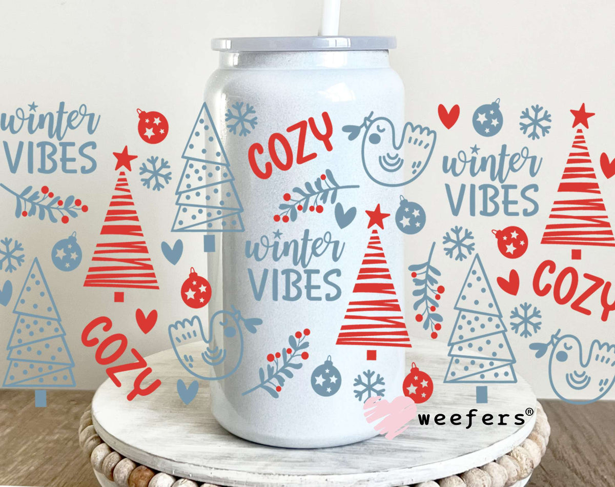 Cozy Winter Christmas UV DTF Cup Wrap 16oz Glass Can Generic Weefers