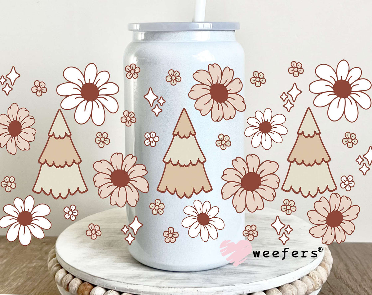 Boho Christmas Trees UV DTF Cup Wrap 16oz Glass Can Generic Weefers