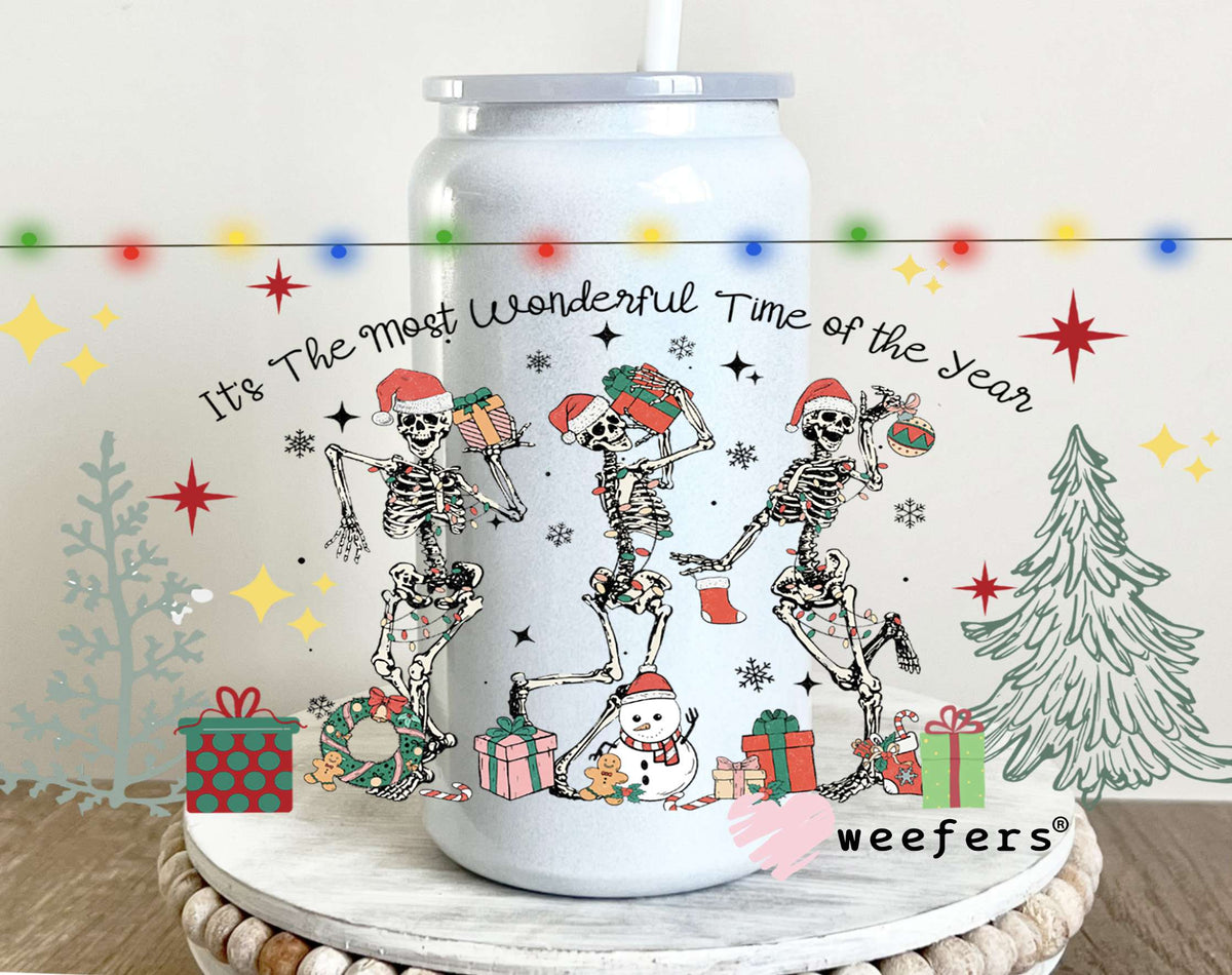 It's the Most Wonderful Time of the Year Christmas UV DTF Cup Wrap 16oz Glass Can Generic Weefers