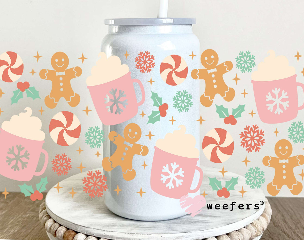 Gingerbread Hot Chocolate Christmas UV DTF Cup Wrap 16oz Glass Can Generic Weefers