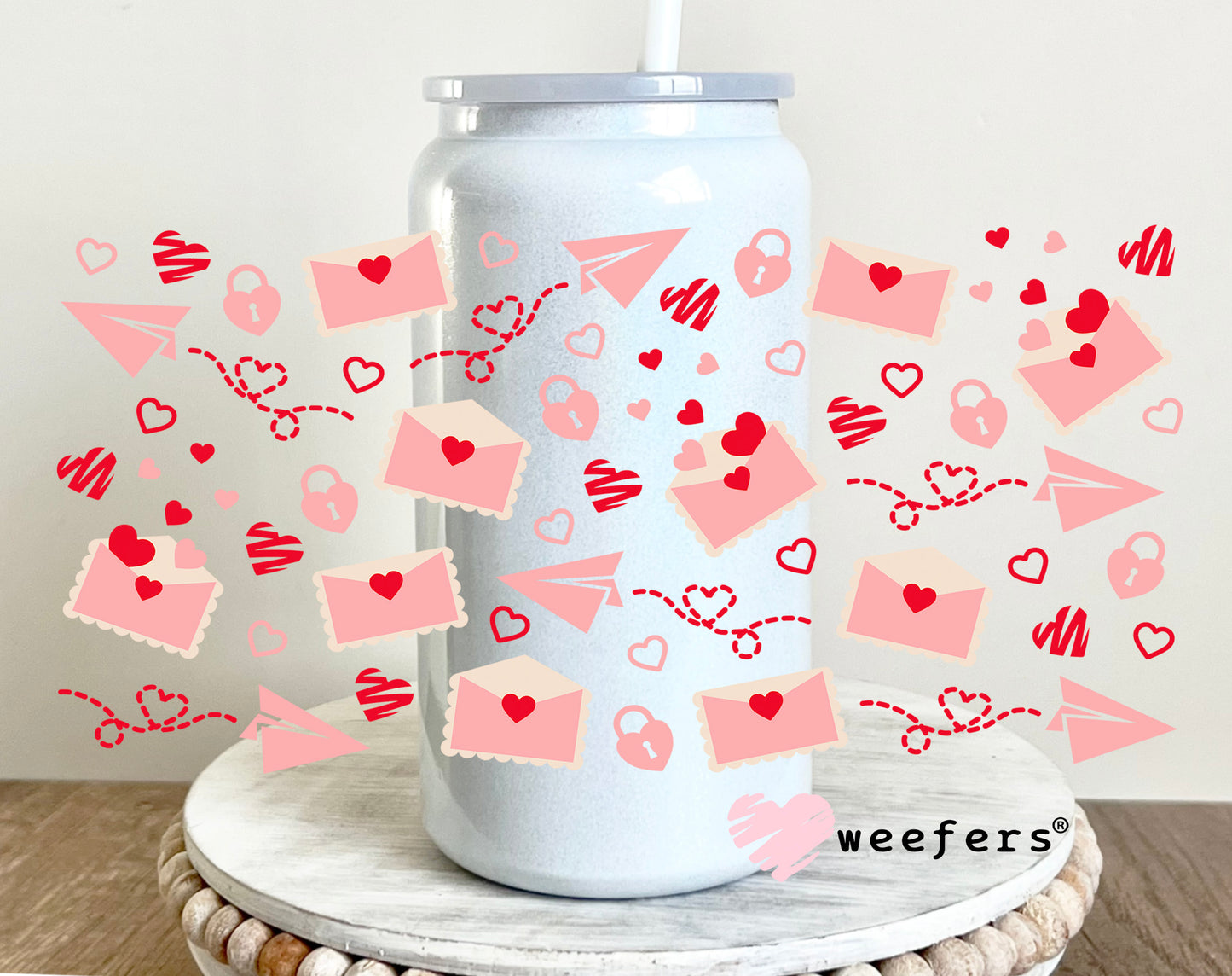Love Letters UV DTF Cup Wrap 16oz Glass Can Generic Weefers