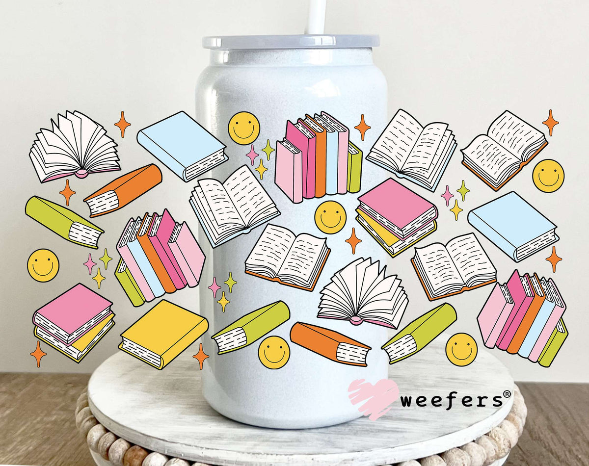 Book Lover Vibes UV DTF Cup Wrap 16oz Glass Can Generic Weefers
