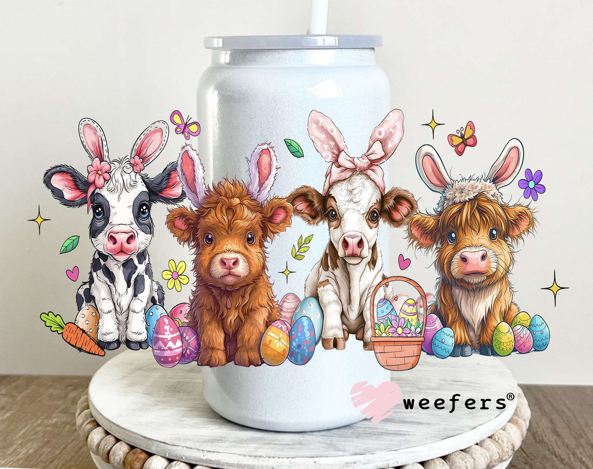 Easter Cow Friends UV DTF Cup Wrap 16oz Glass Can Generic Weefers