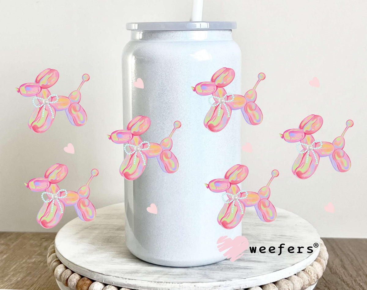 Coquette Balloon Dogs UV DTF Cup Wrap 16oz Glass Can Generic Weefers