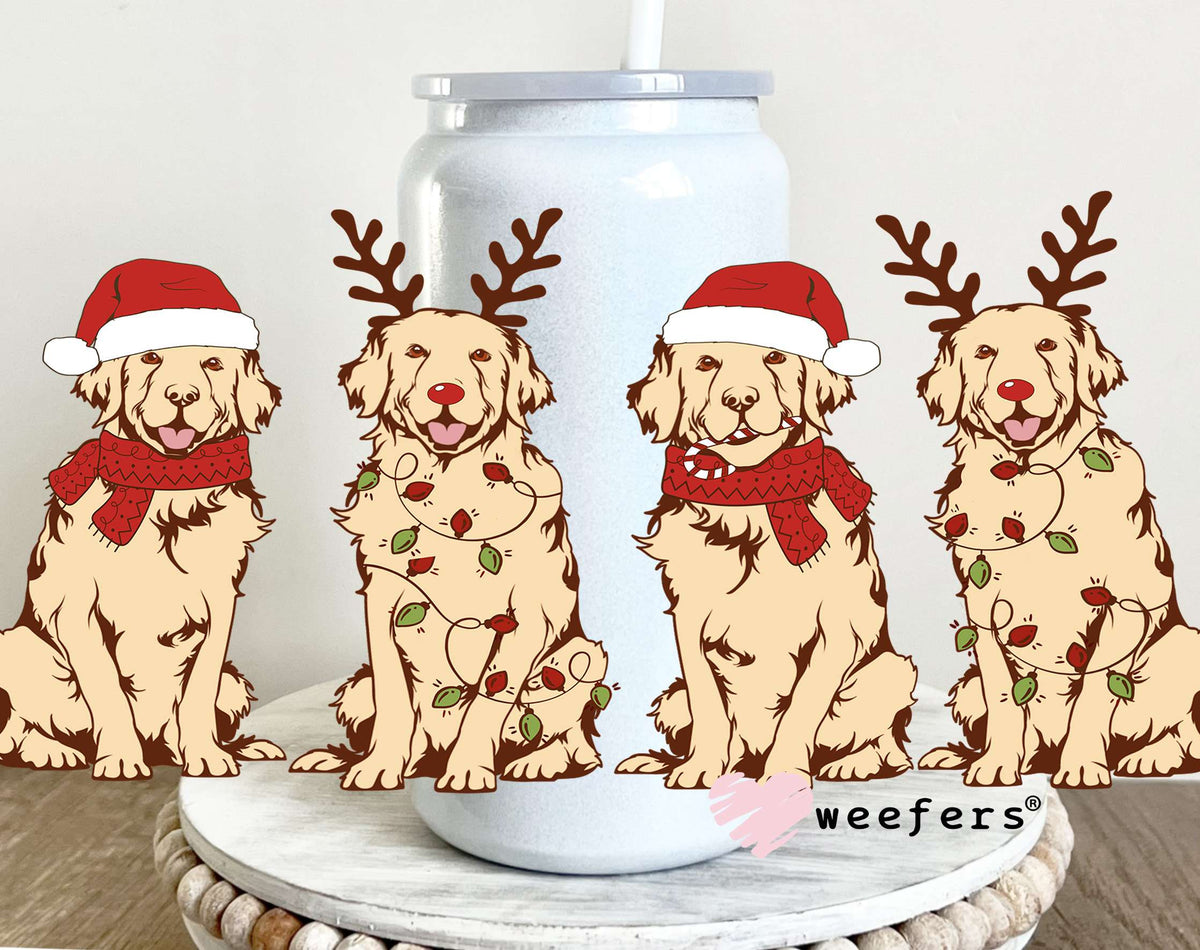 Christmas Dog Friends UV DTF Cup Wrap 16oz Glass Can Generic Weefers