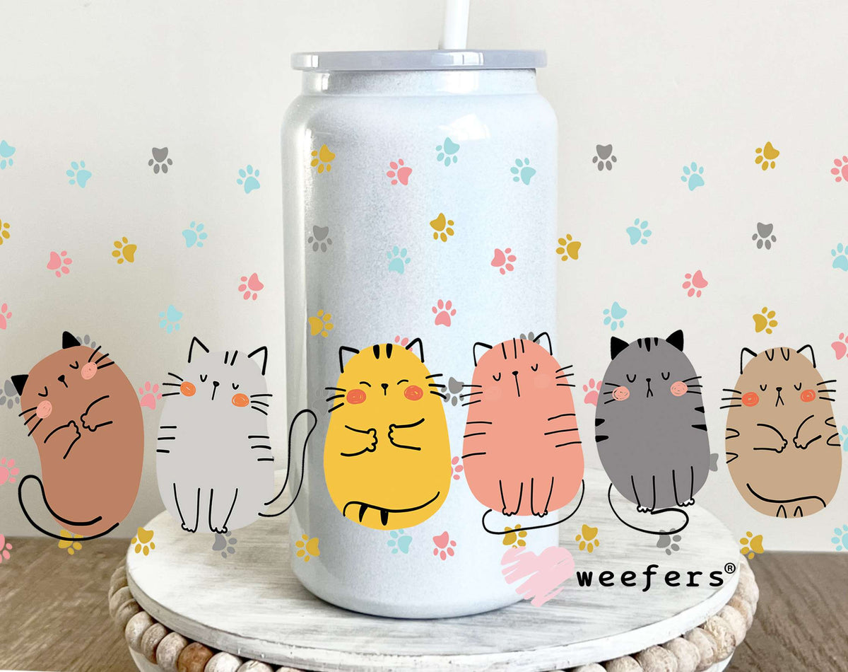 Cat Friends UV DTF Cup Wrap 16oz Glass Can Generic Weefers