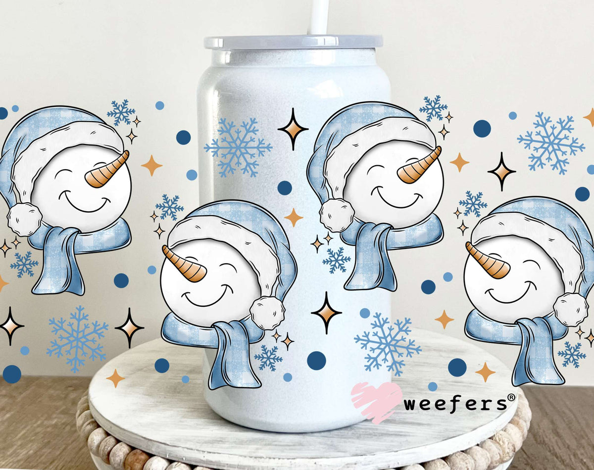 Happy Snowmen UV DTF Cup Wrap 16oz Glass Can Generic Weefers
