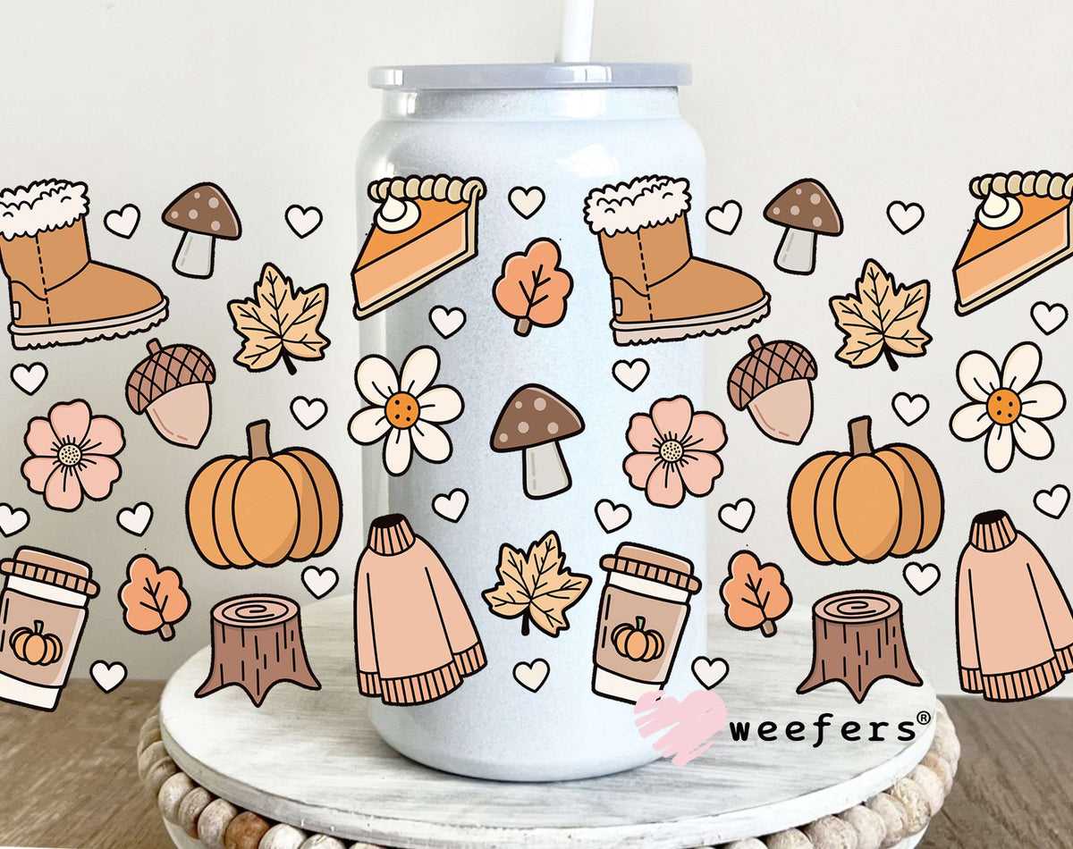 Cozy Fall Things UV DTF Cup Wrap 16oz Glass Can Generic Weefers