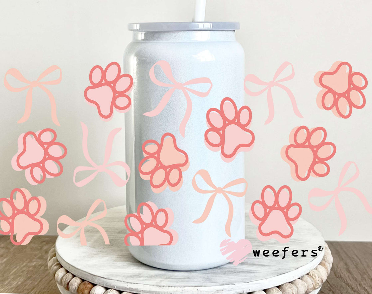 Coquette Dog Paws UV DTF Cup Wrap 16oz Glass Can Generic Weefers