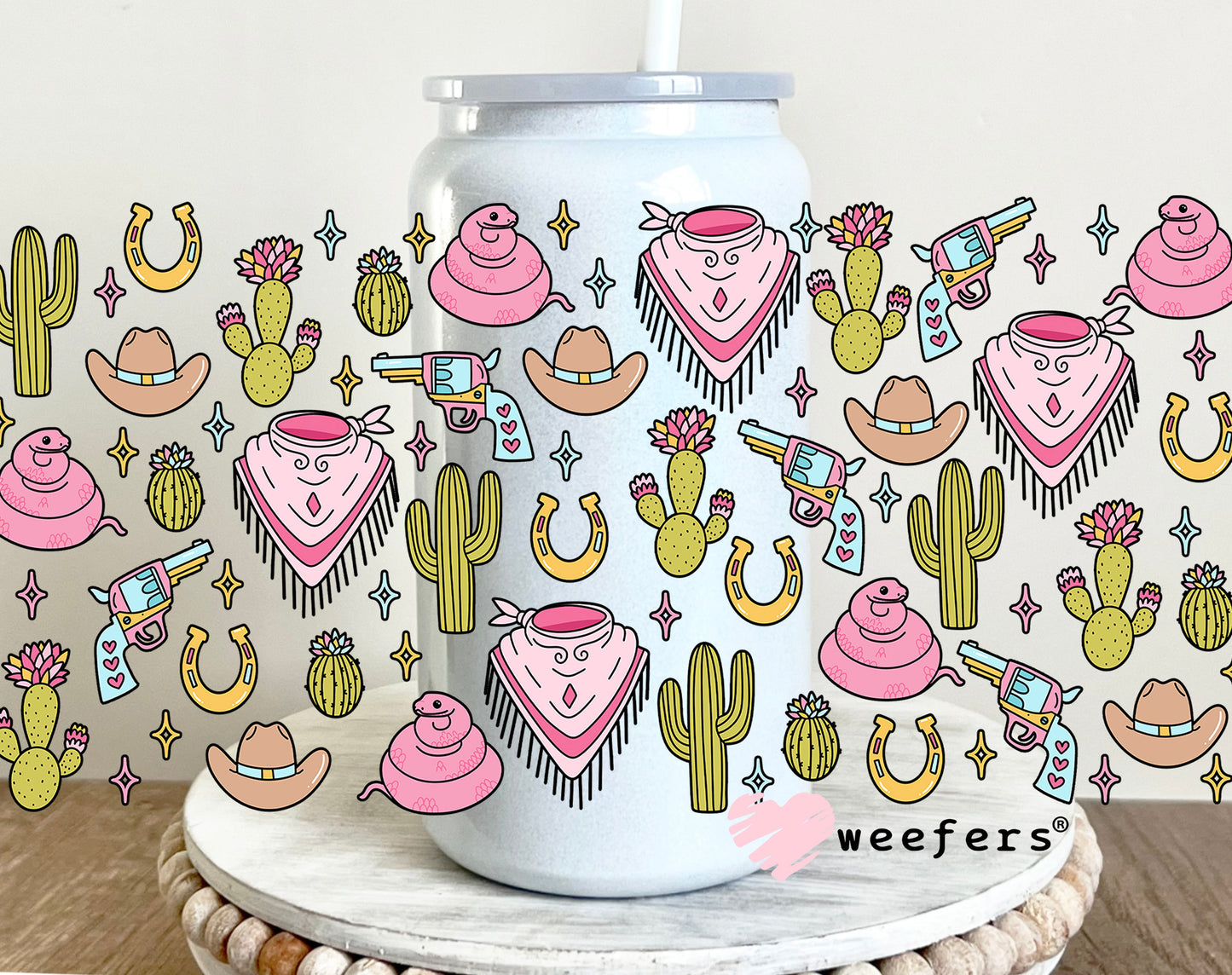 Cowgirl Things UV DTF Cup Wrap 16oz Glass Can Generic Weefers