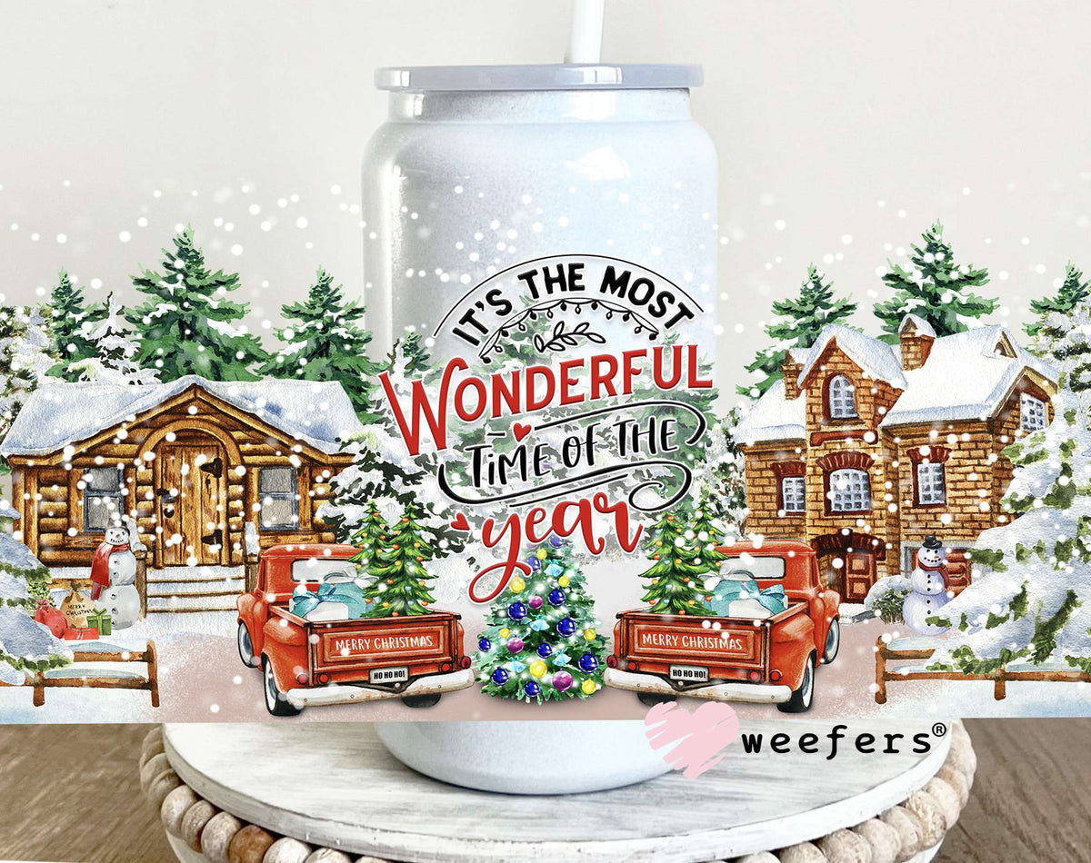 Most Wonderful Time of the Year UV DTF Cup Wrap 16oz Glass Can Generic Weefers