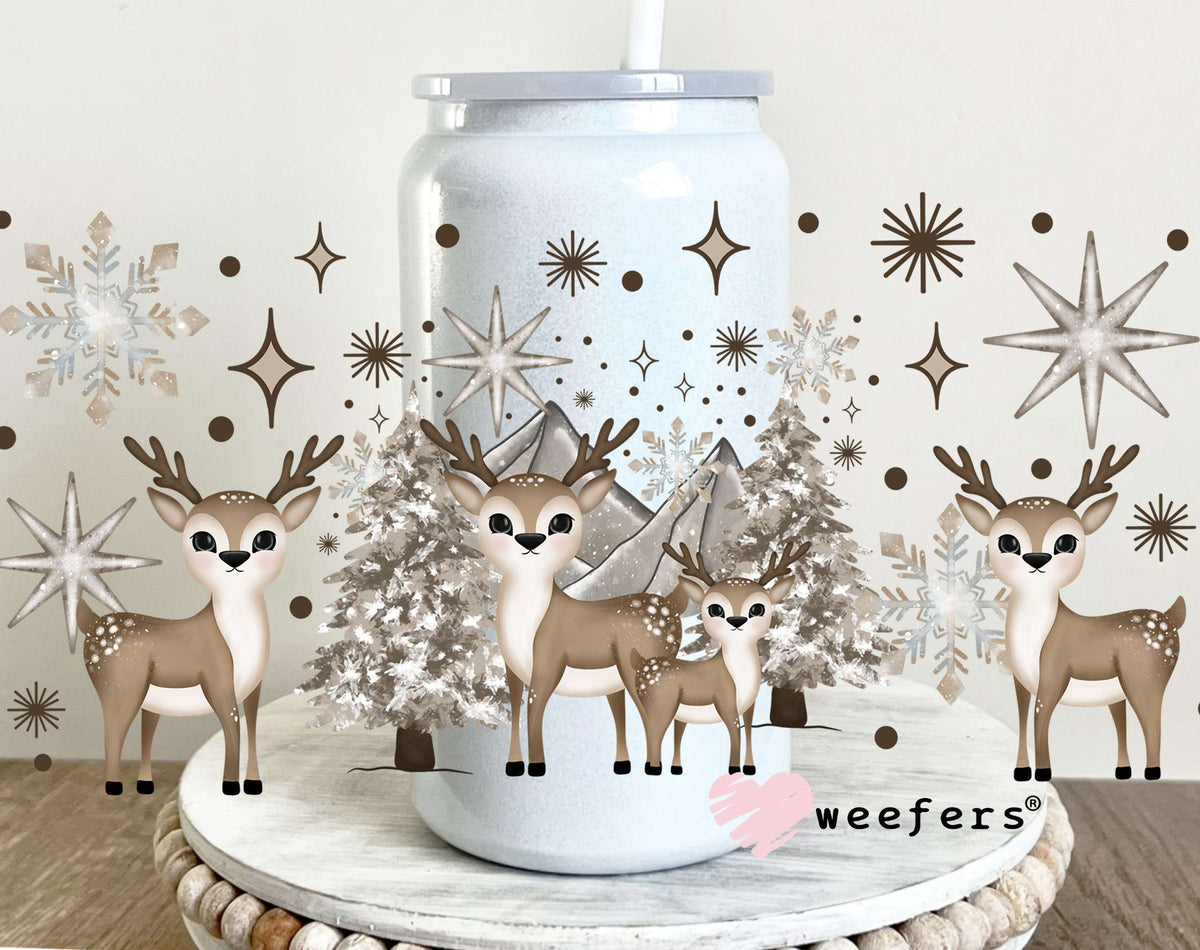 Reindeer Christmas Dreams UV DTF Cup Wrap 16oz Glass Can Generic Weefers