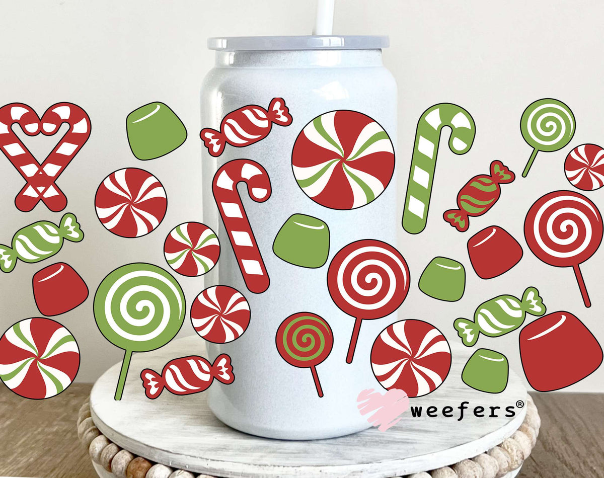 Christmas Candy UV DTF Cup Wrap 16oz Glass Can Generic Weefers