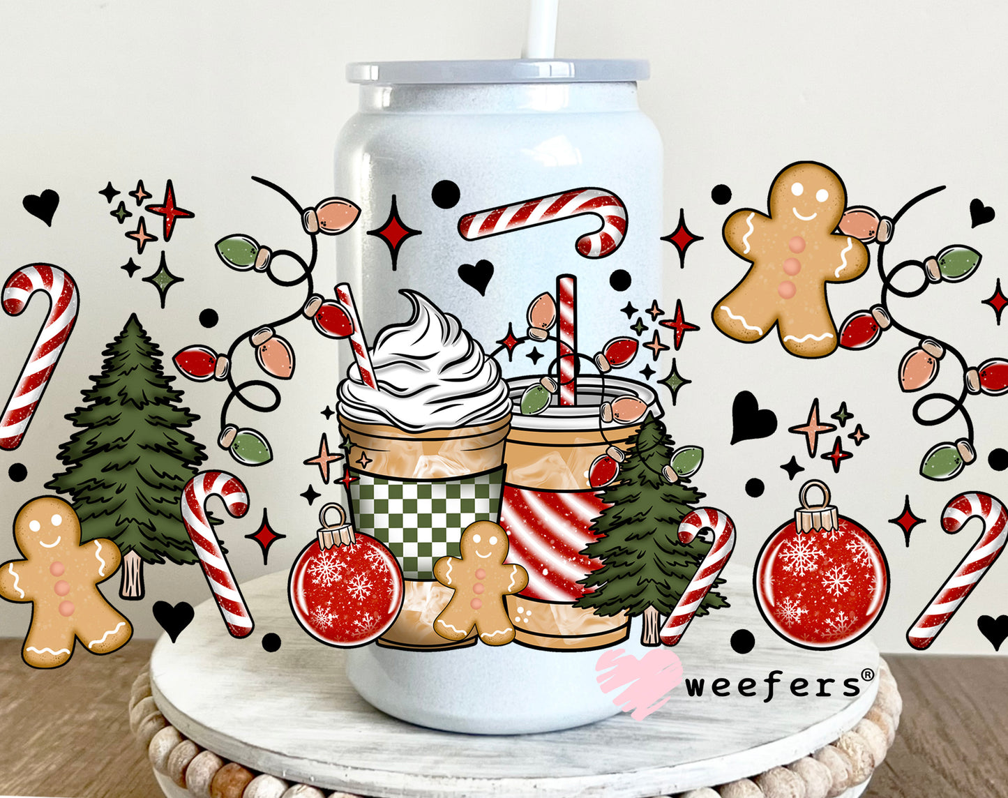 Christmas Winter Land Latte UV DTF Cup Wrap 16oz Glass Can Generic Weefers
