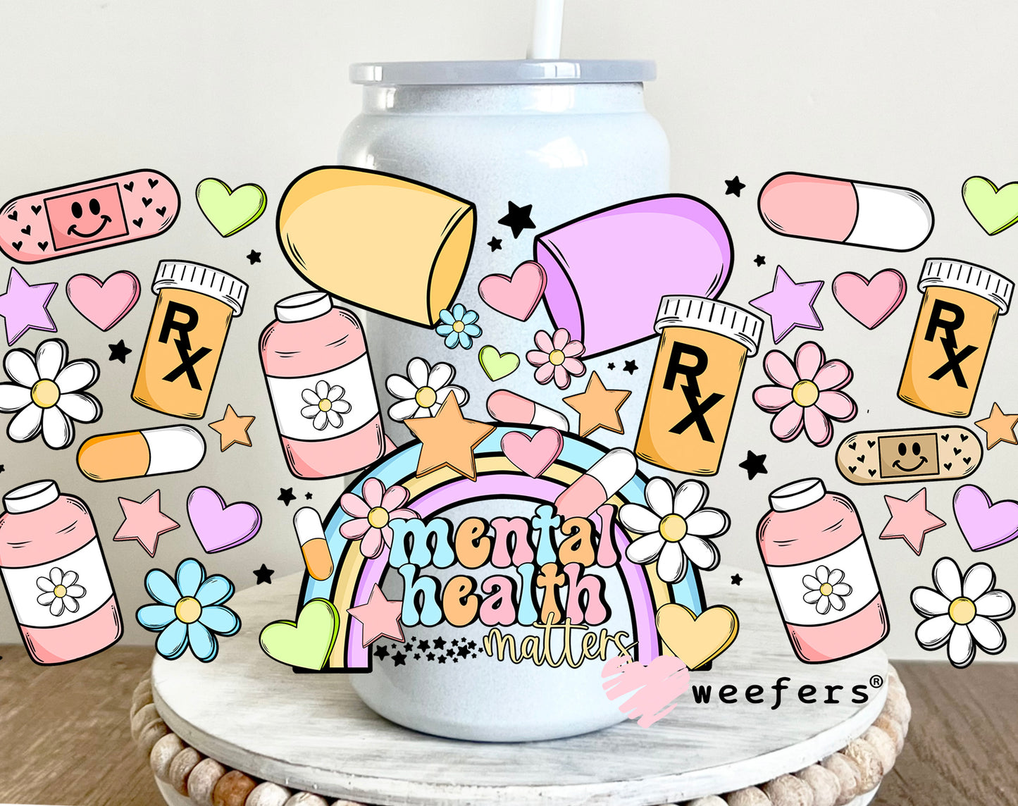 Mental Health Matters UV DTF Cup Wrap 16oz Glass Can Generic Weefers