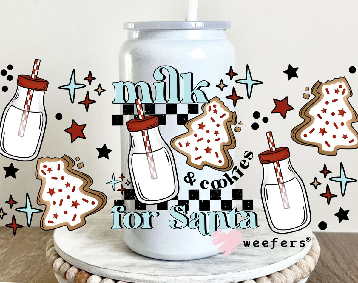 Milk and Cookies for Santa UV DTF Cup Wrap 16oz Glass Can Generic Weefers