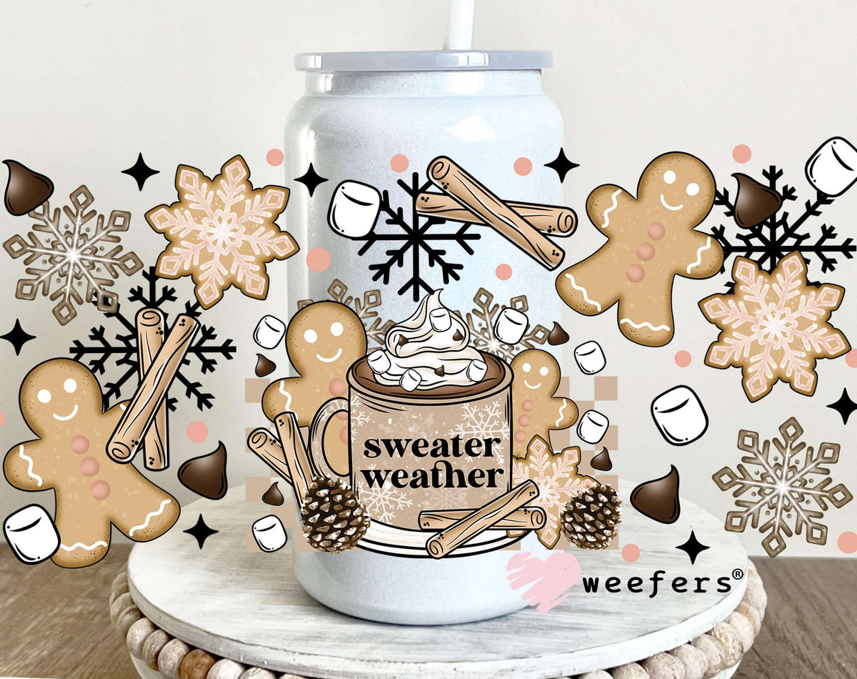 Sweater Weather UV DTF Cup Wrap 16oz Glass Can Generic Weefers