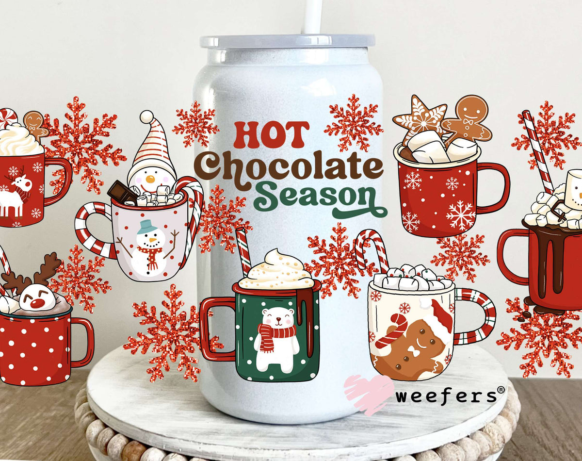 Hot Chocolate Season UV DTF Cup Wrap 16oz Glass Can Generic Weefers