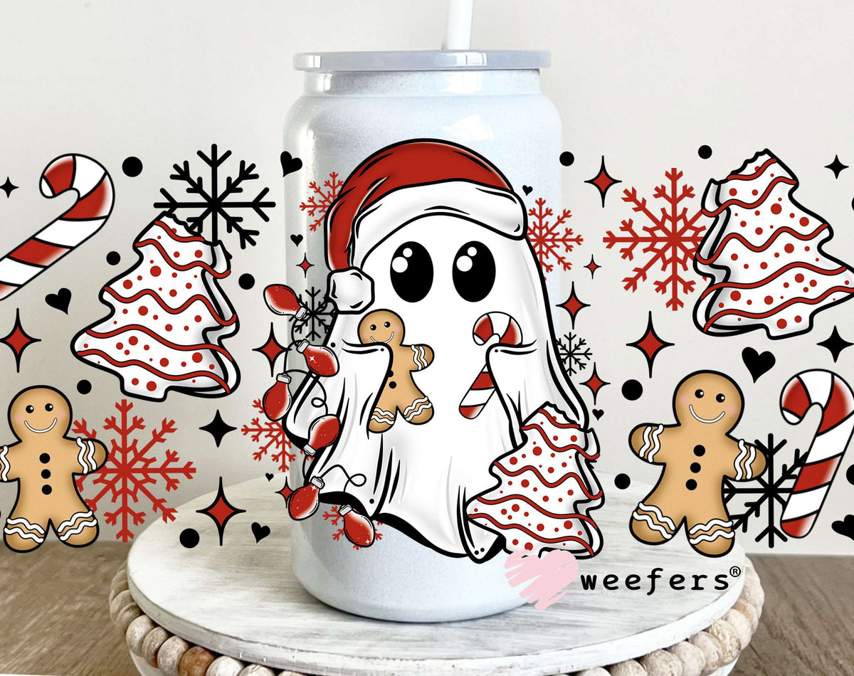 Christmas Ghost Snacks UV DTF Cup Wrap 16oz Glass Can Generic Weefers