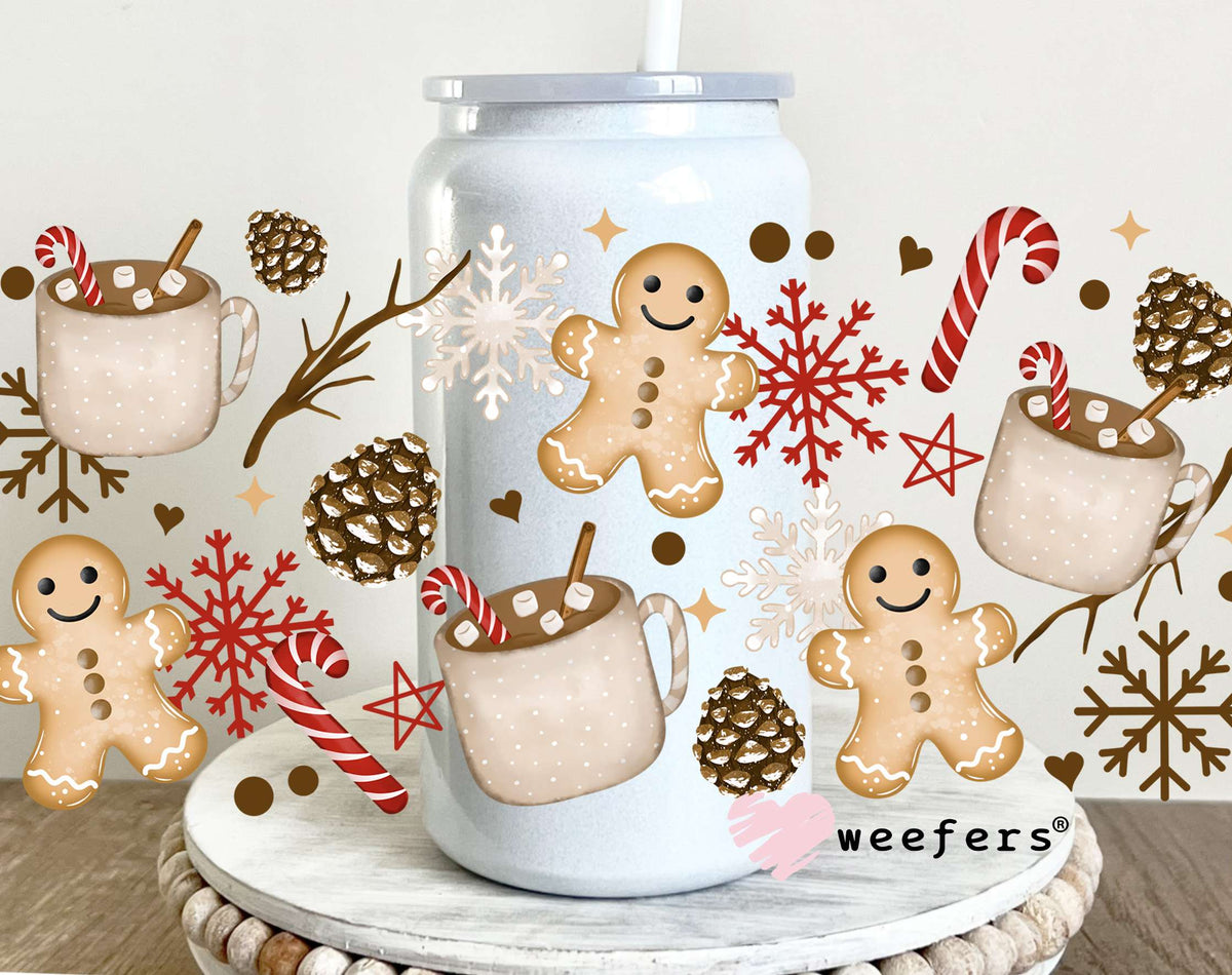 Gingerbread Hot Chocolate UV DTF Cup Wrap 16oz Glass Can Generic Weefers