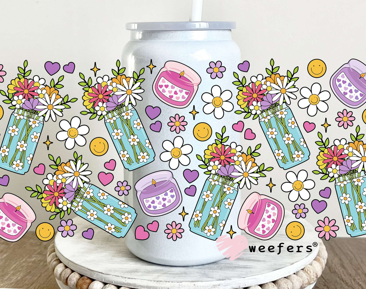 Flowers and Candles UV DTF Cup Wrap 16oz Glass Can Generic Weefers