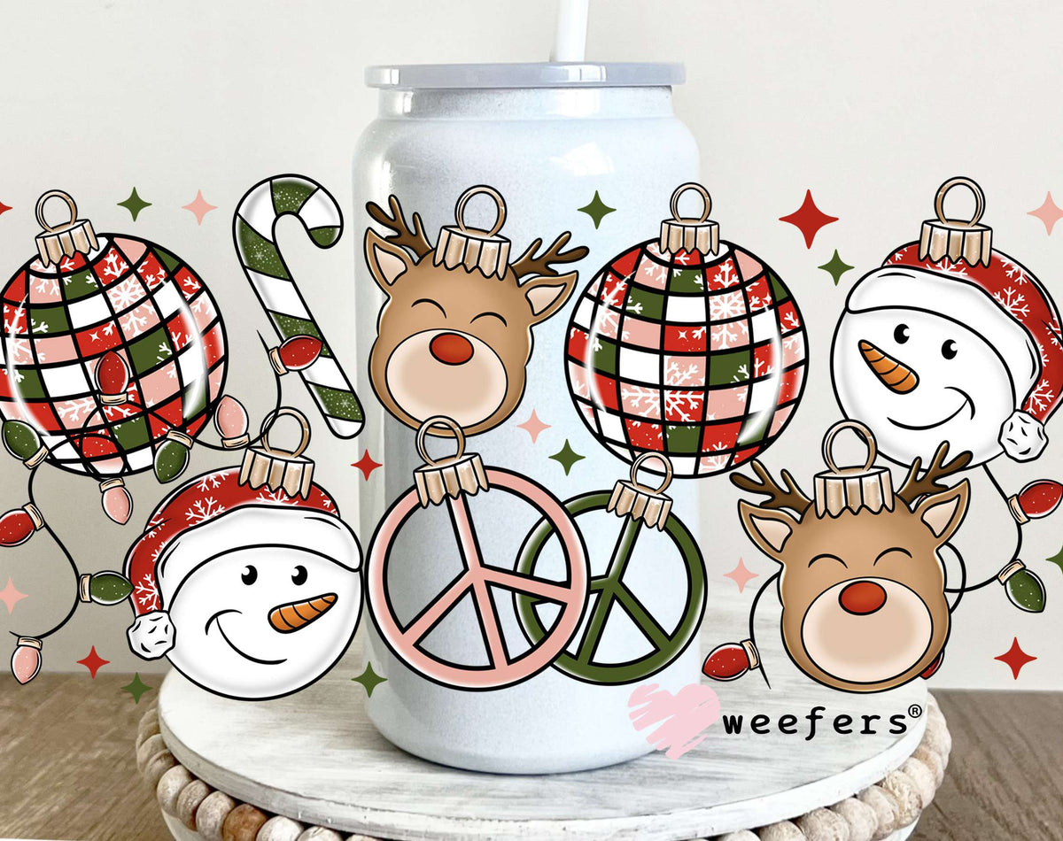 Christmas Reindeer and Santa UV DTF Cup Wrap 16oz Glass Can Generic Weefers