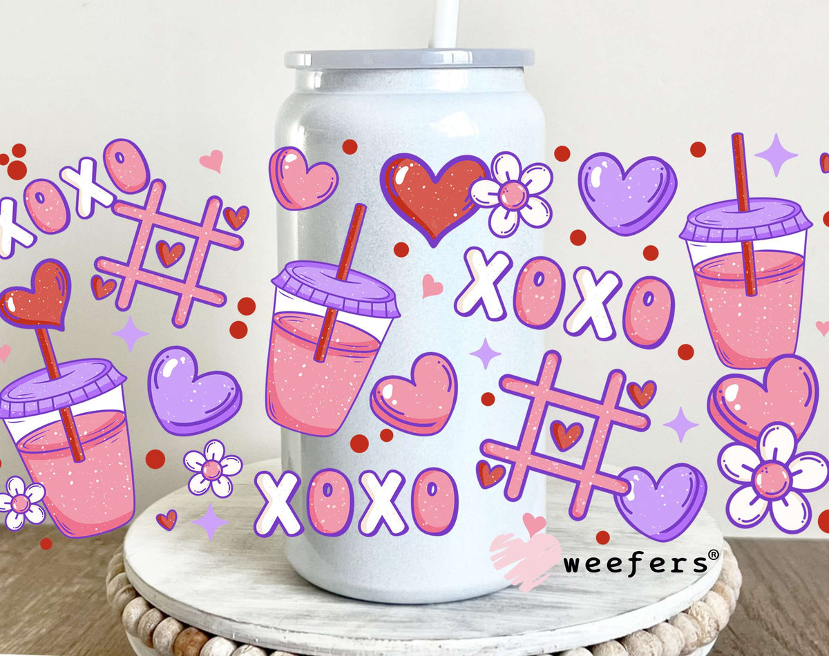 XOXO Valentine Drinks UV DTF Cup Wrap 16oz Glass Can Generic Weefers