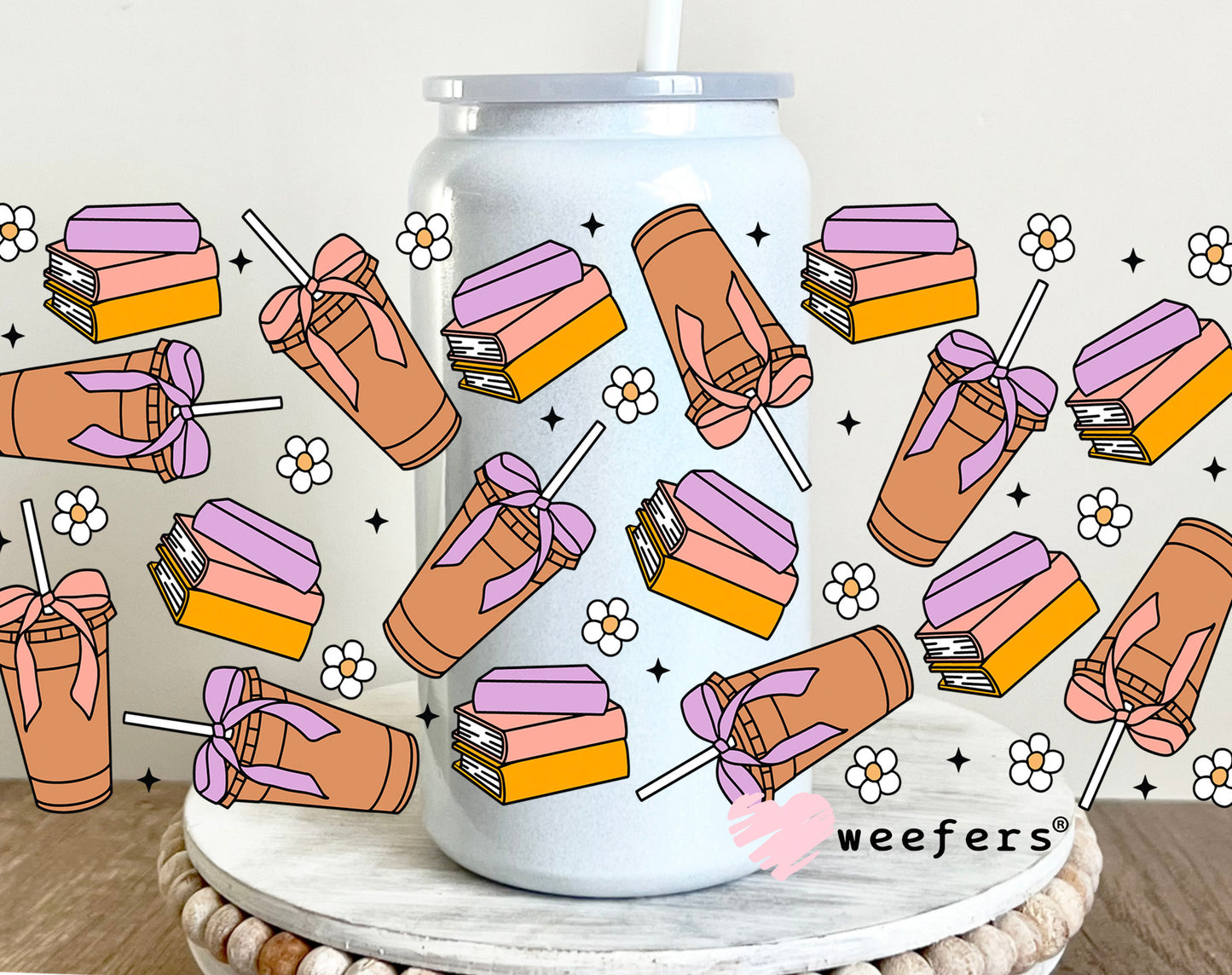 Coffee Books A Lovee UV DTF Cup Wrap 16oz Glass Can Generic Weefers