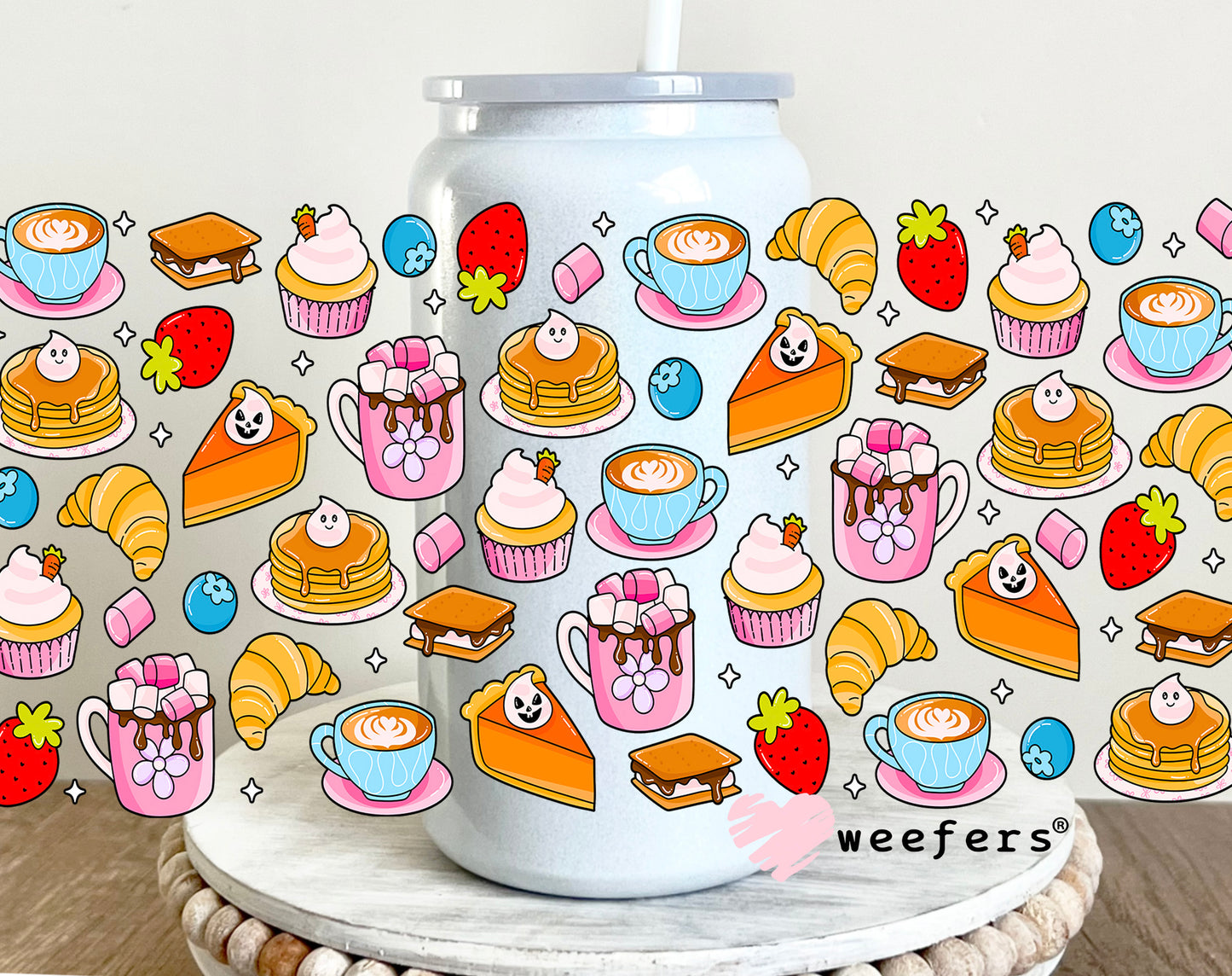 Favorite Desserts UV DTF Cup Wrap 16oz Glass Can Generic Weefers