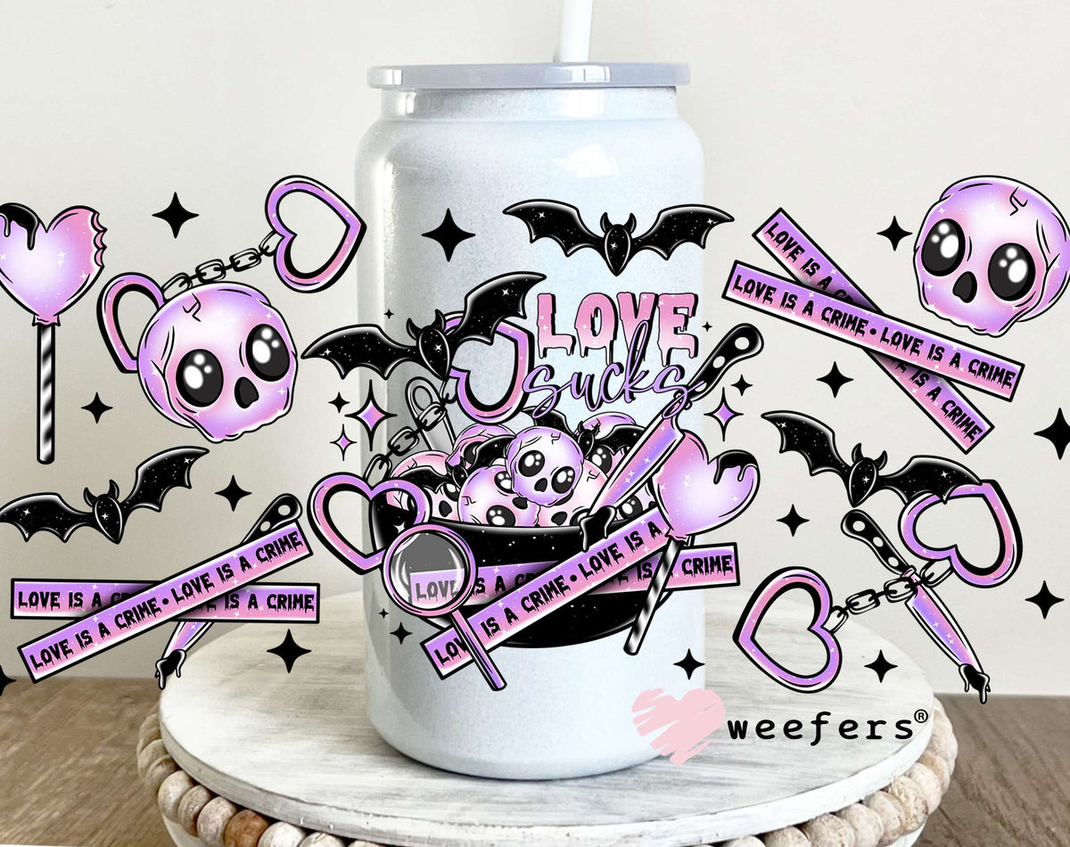 Love is a Crime Purple UV DTF Cup Wrap 16oz Glass Can Generic Weefers