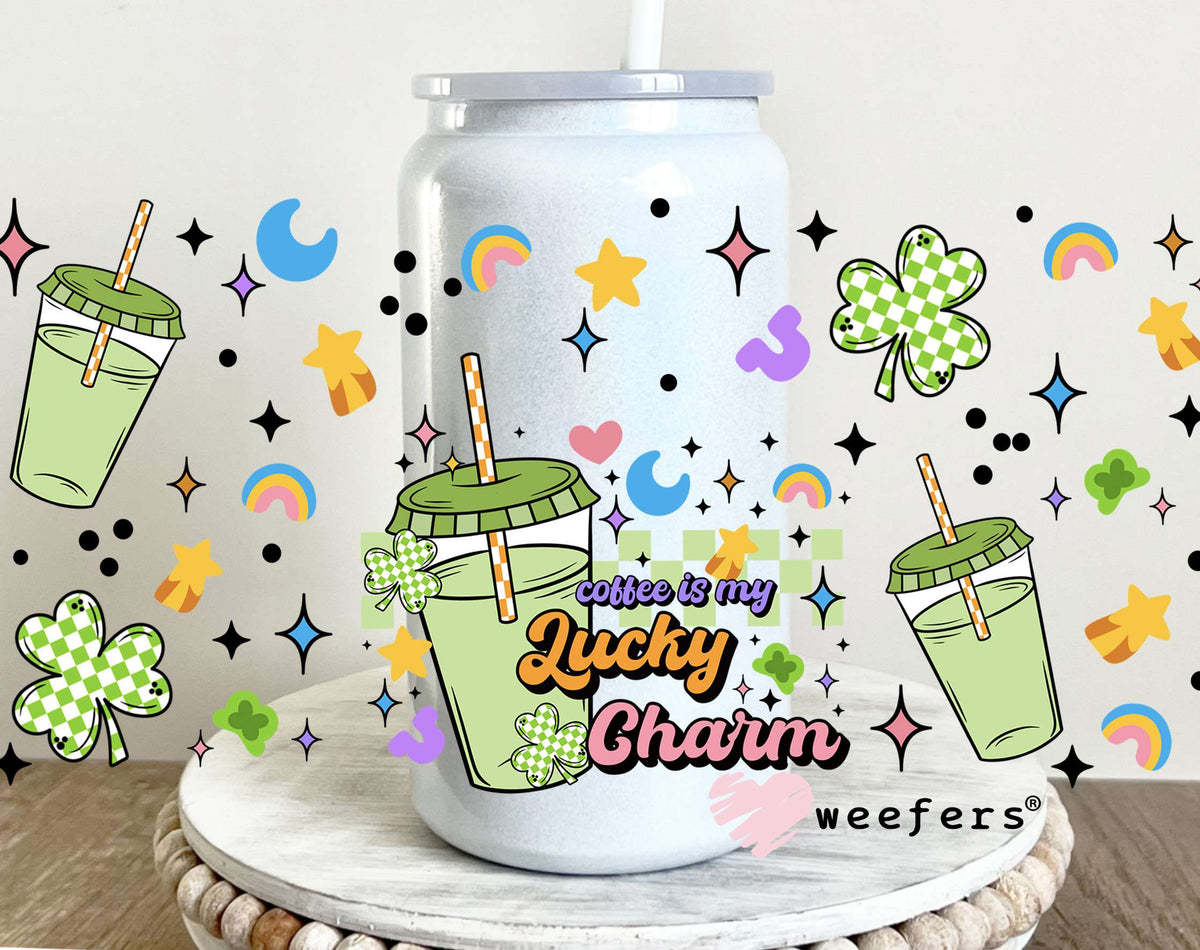 Coffee is My Lucky Charms UV DTF Cup Wrap 16oz Glass Can Generic Weefers