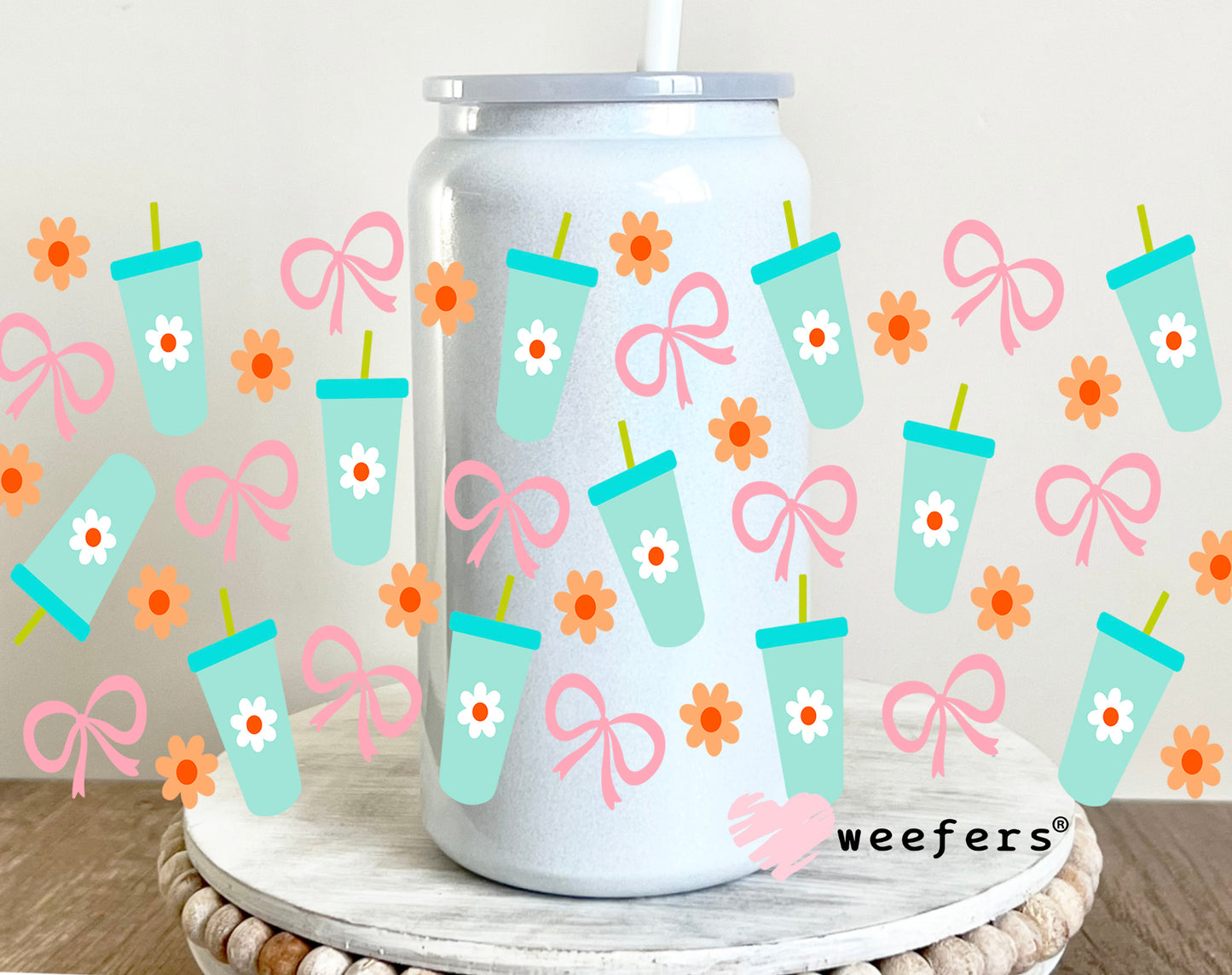 City Girl Coquette UV DTF Cup Wrap 16oz Glass Can Generic Weefers