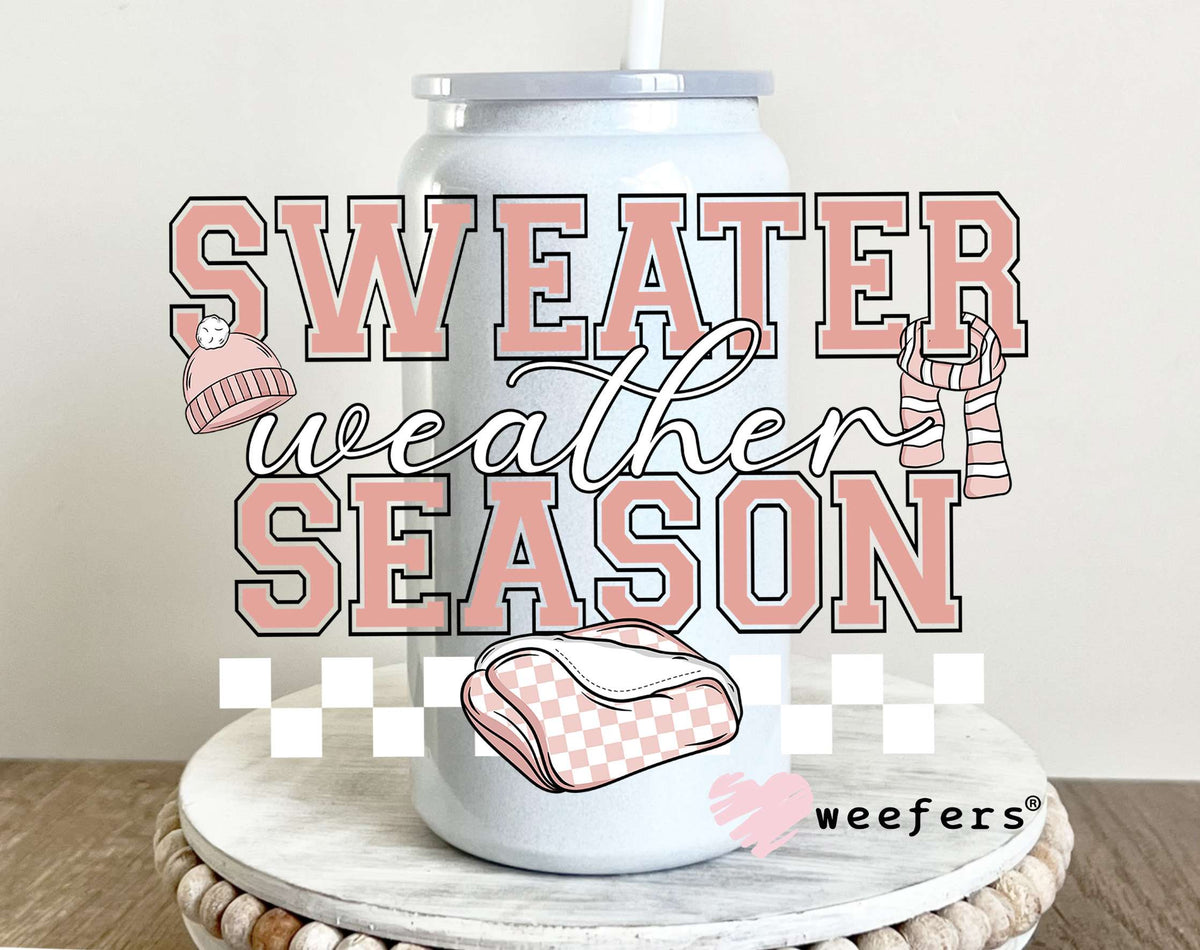 Sweater Weather Season Peach UV DTF Decal 16oz Glass Can Generic Weefers