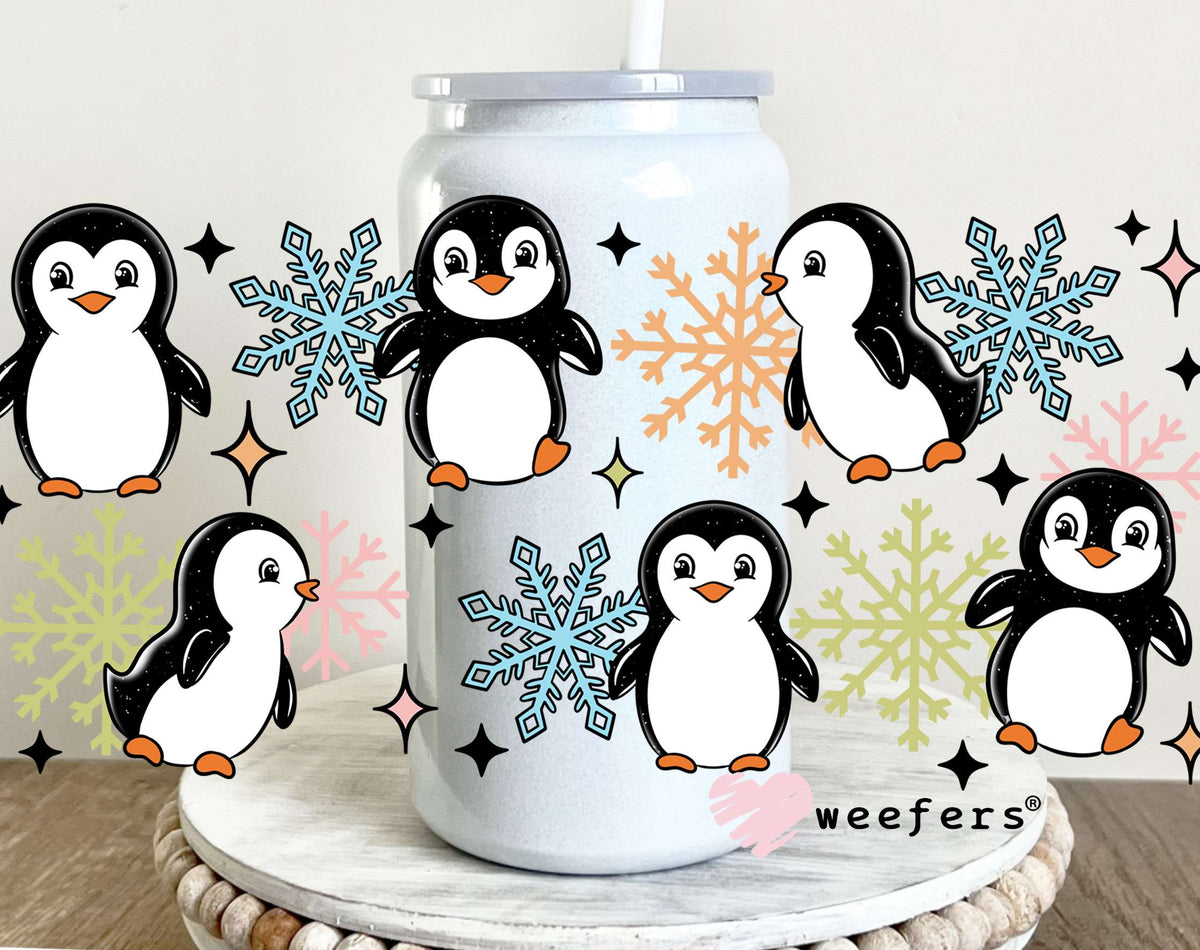 Winter Penguins UV DTF Cup Wrap 16oz Glass Can Generic Weefers