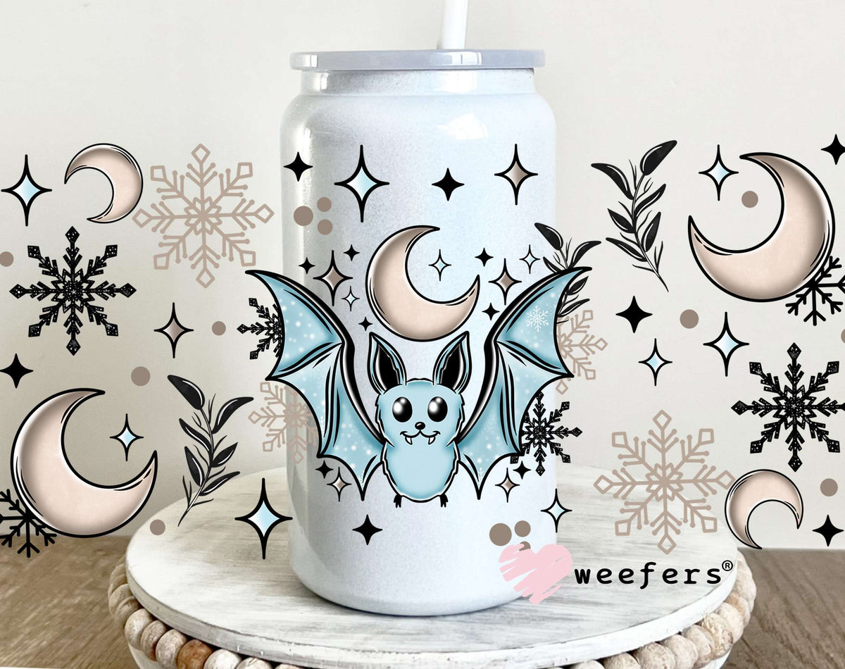 Bats Moons and Snowflakes UV DTF Cup Wrap 16oz Glass Can Generic Weefers