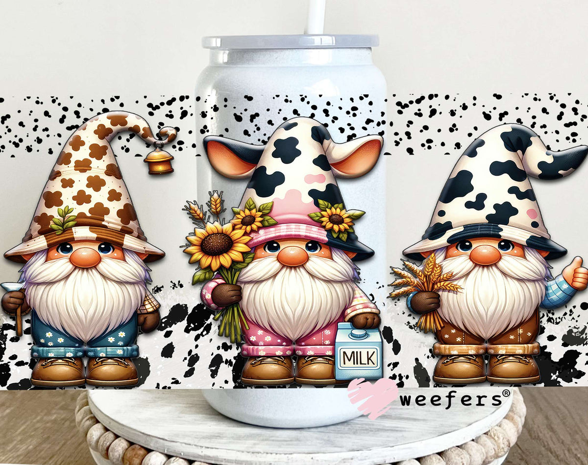 Cow Milking Gnomes DTF Cup Wrap 16oz Glass Can Generic Weefers