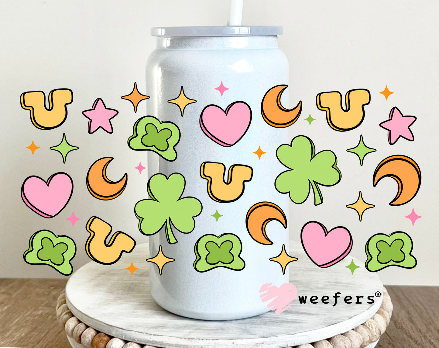 Lucky St Patrick's UV DTF Cup Wrap 16oz Glass Can Generic Weefers