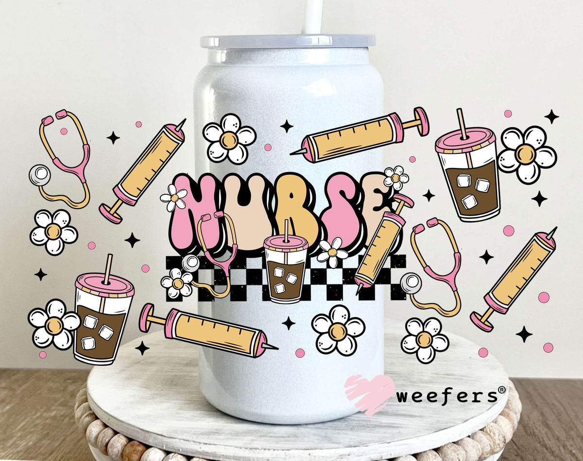 Nurse Coffee UV DTF Cup Wrap 16oz Glass Can Generic Weefers