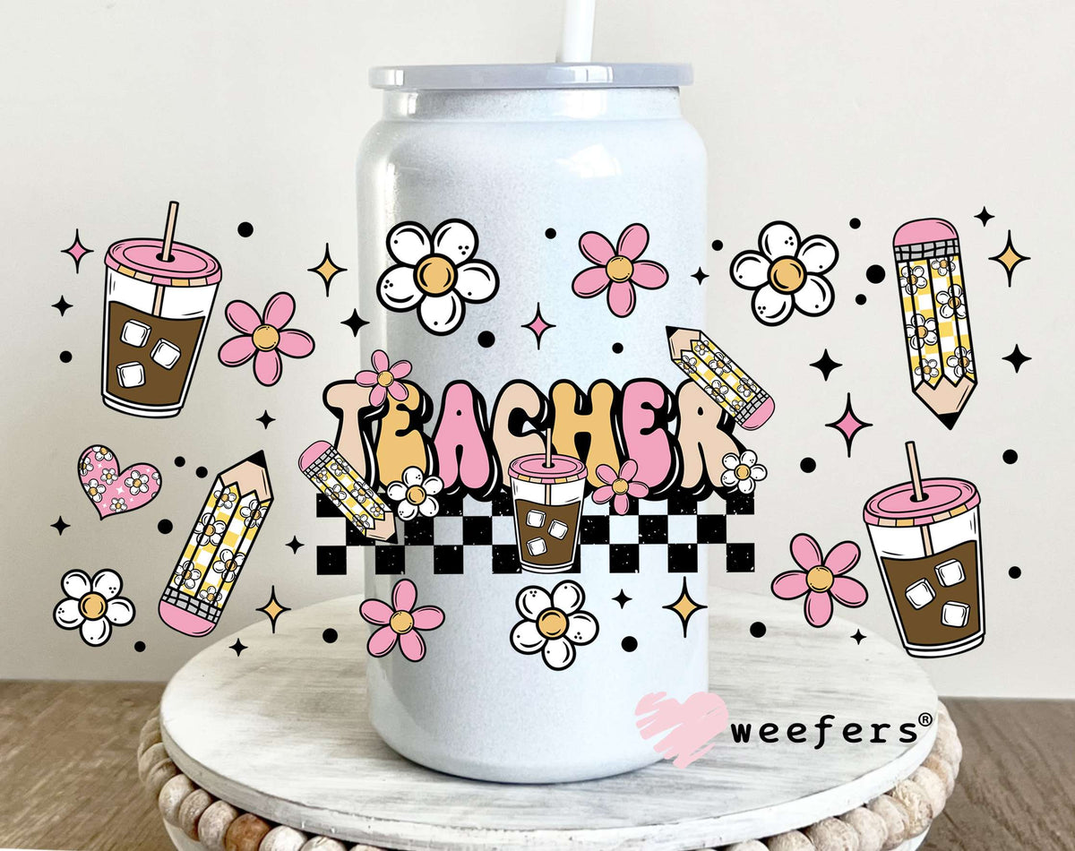 Teacher Coffee UV DTF Cup Wrap 16oz Glass Can Generic Weefers