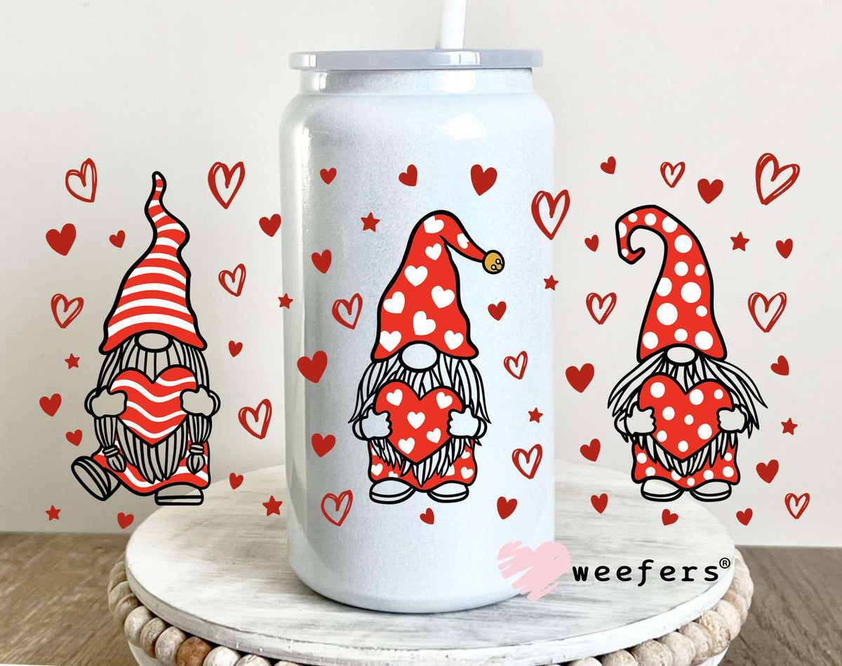 Valentine Gnomes UV DTF Cup Wrap 16oz Glass Can Generic Weefers