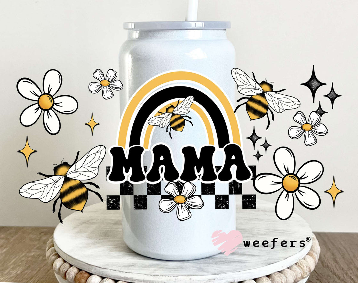 Mama Bees and Rainbow UV DTF Cup Wrap 16oz Glass Can Generic Weefers