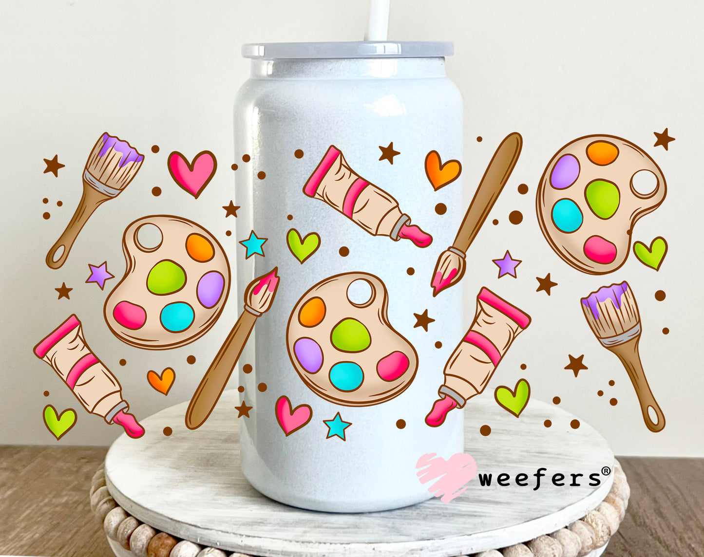 Art Teacher Artist UV DTF Cup Wrap 16oz Glass Can Generic Weefers