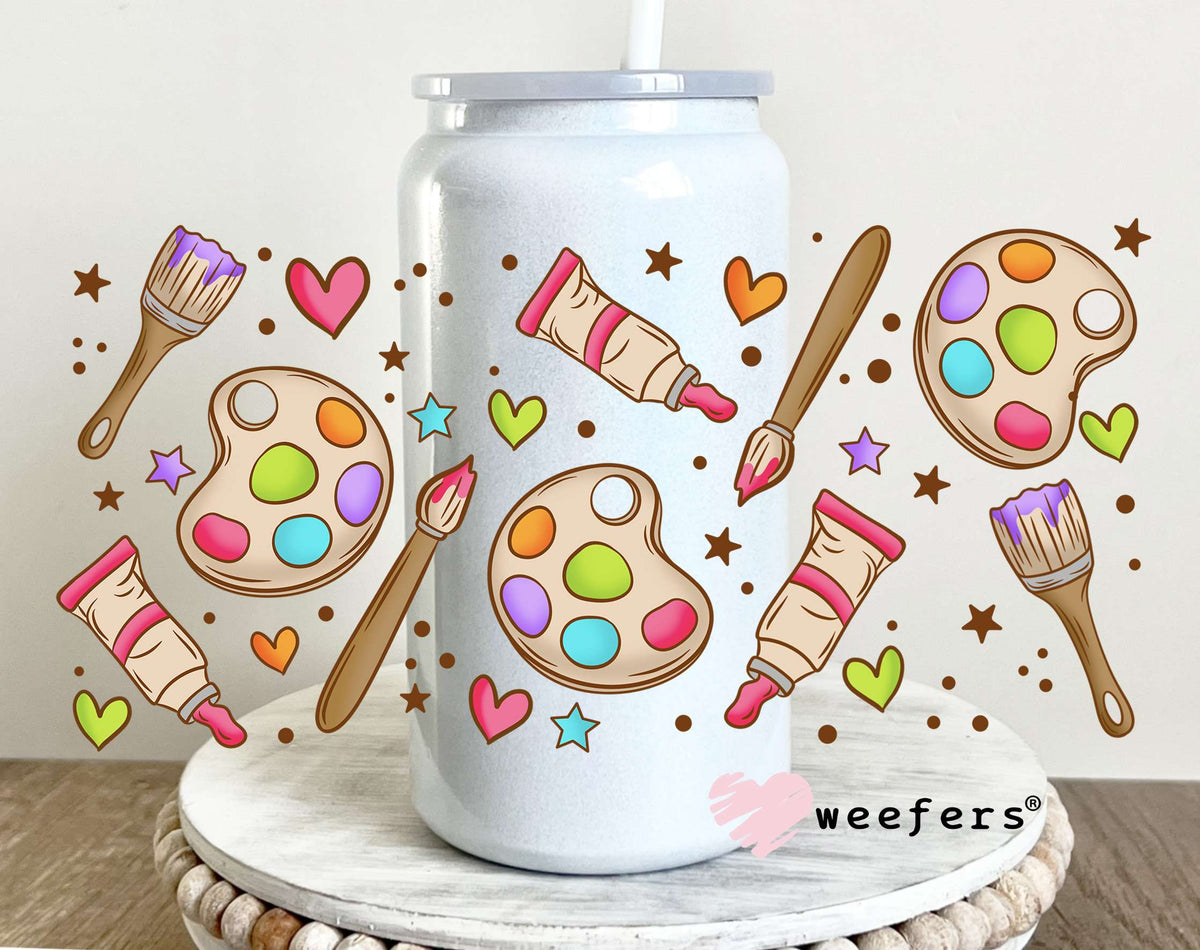 Art Teacher Artist UV DTF Cup Wrap 16oz Glass Can Generic Weefers