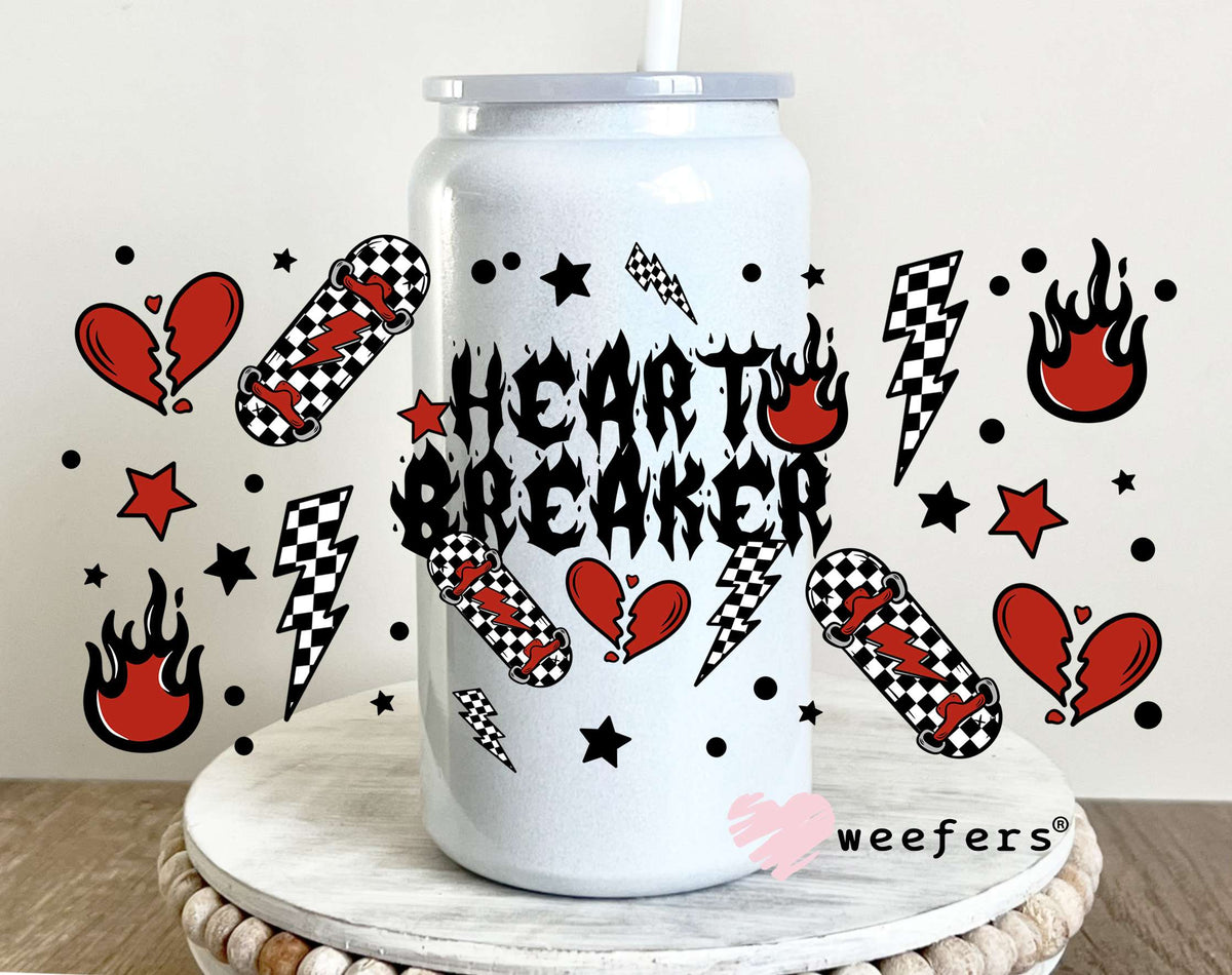 Heartbreaker Skateboard UV DTF Cup Wrap 16oz Glass Can Generic Weefers