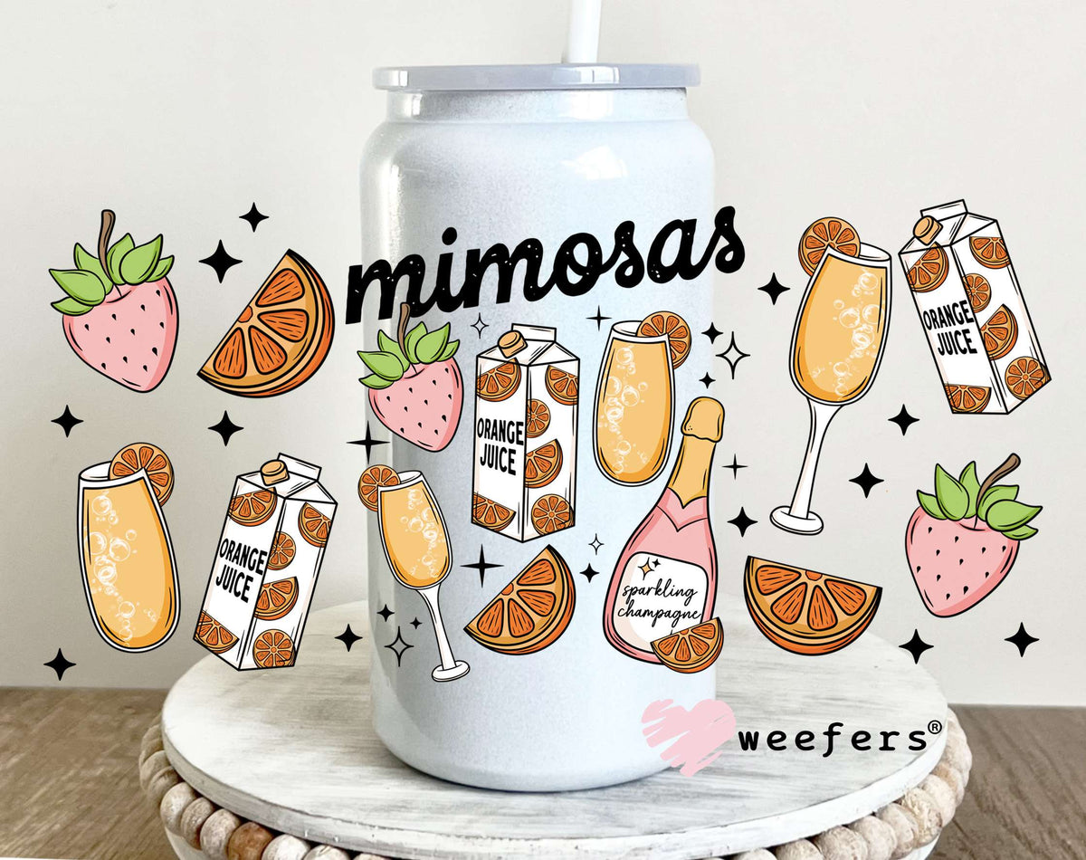 Mimosas Vibes UV DTF Cup Wrap 16oz Glass Can Generic Weefers