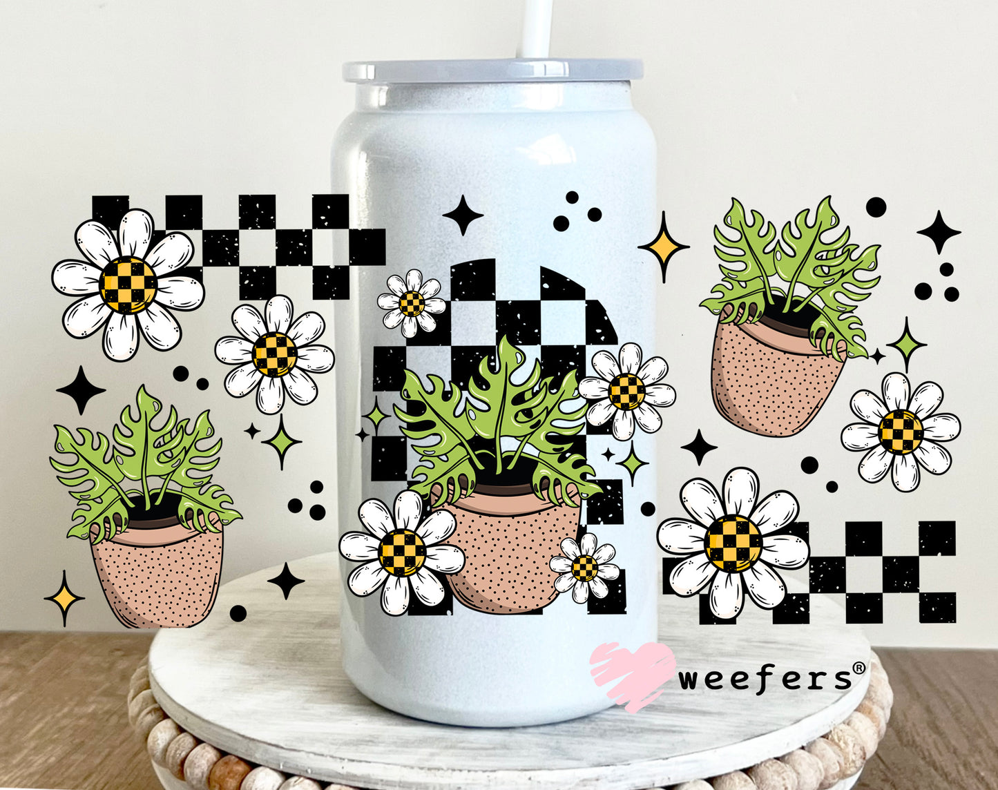 Plant Lady Vibes UV DTF Cup Wrap 16oz Glass Can Generic Weefers